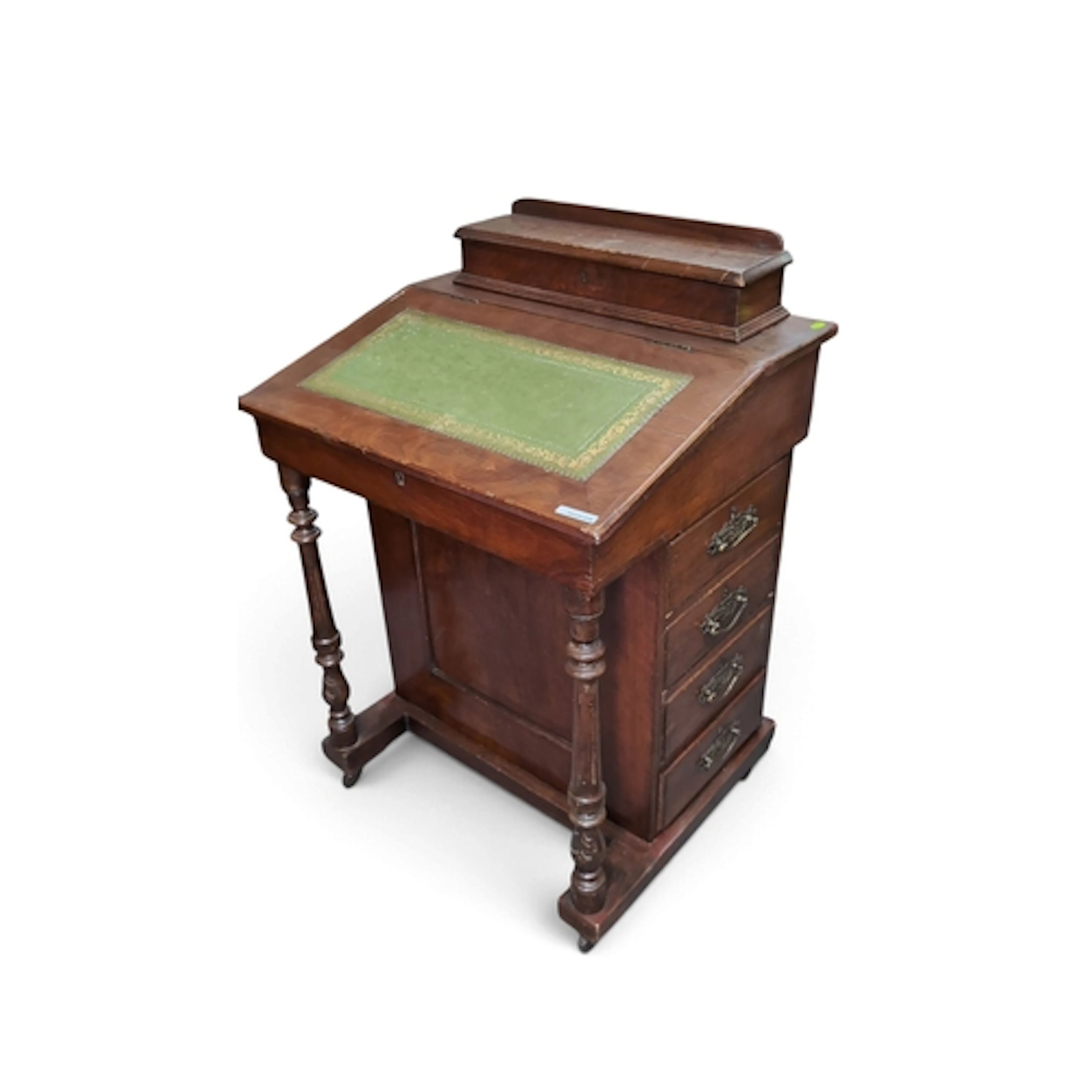 Victorian Davenport desk with a gilt-tooled green leather wr...
