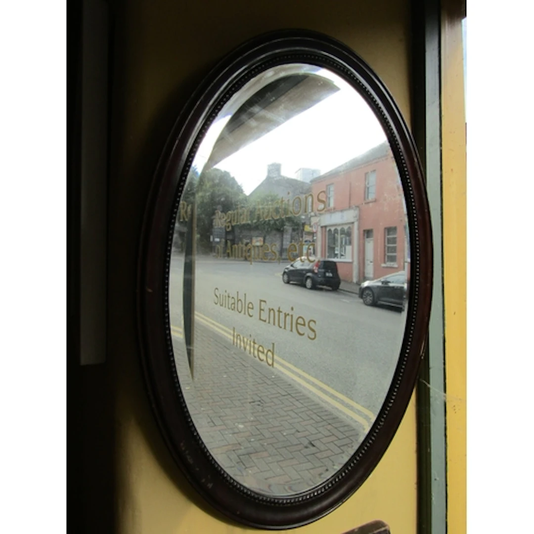 Edwardian Walnut Framed Oval Mirror Approximately 2ft 10 Inc...