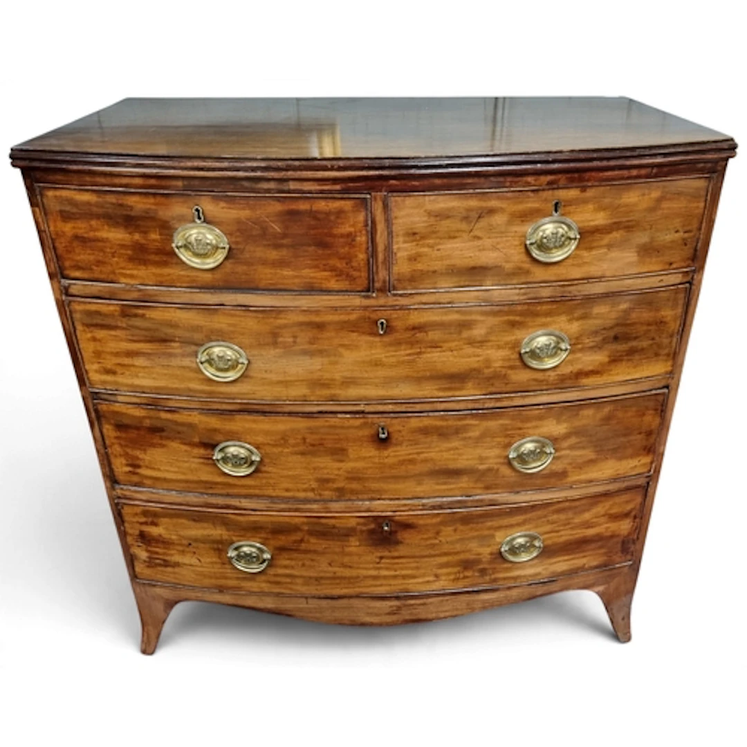 A 19th Century Mahogany bow fronted Chest of Drawers with tw...