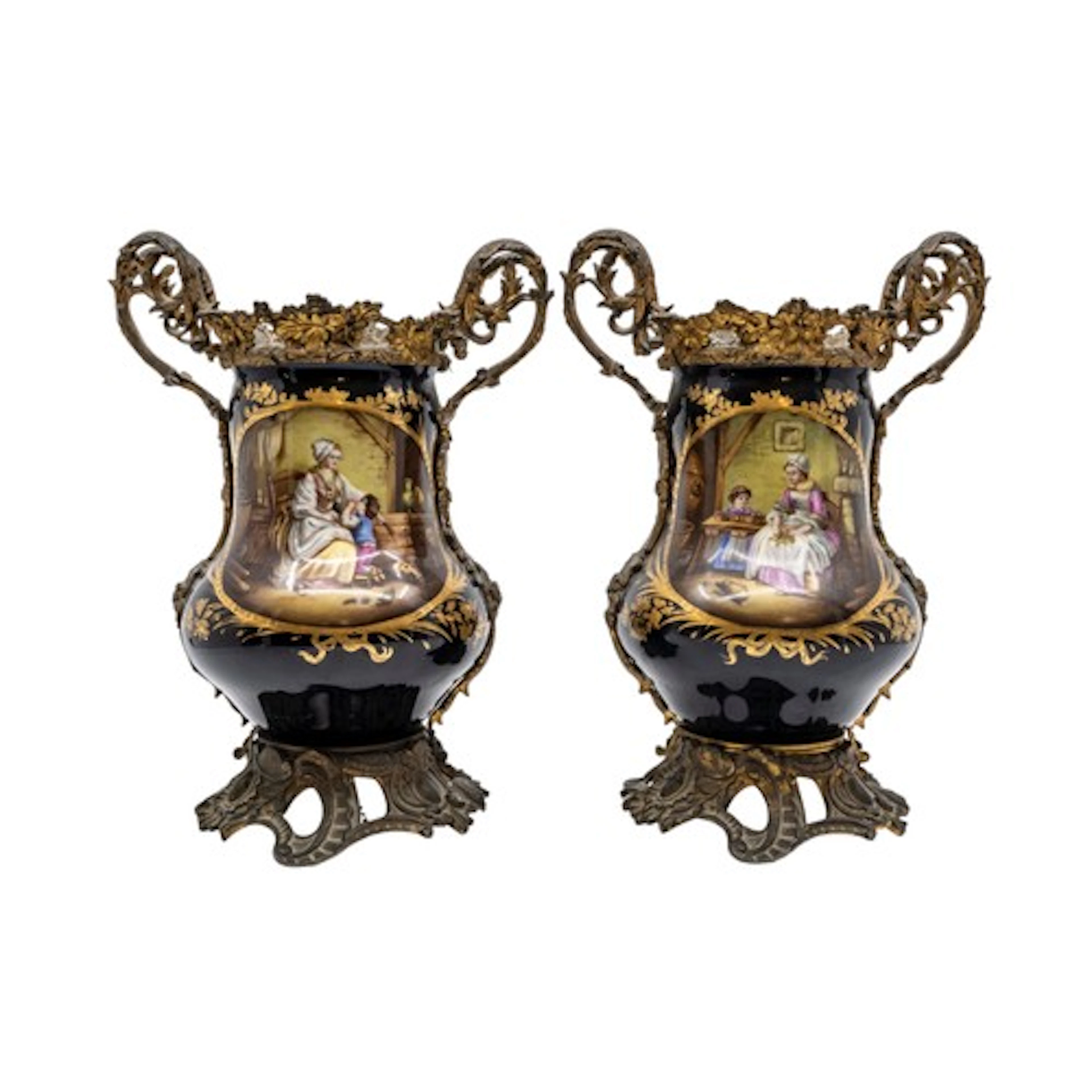 A PAIR OF 19TH CENTURY PORCELAIN AND GILT BRONZE VASES possi...