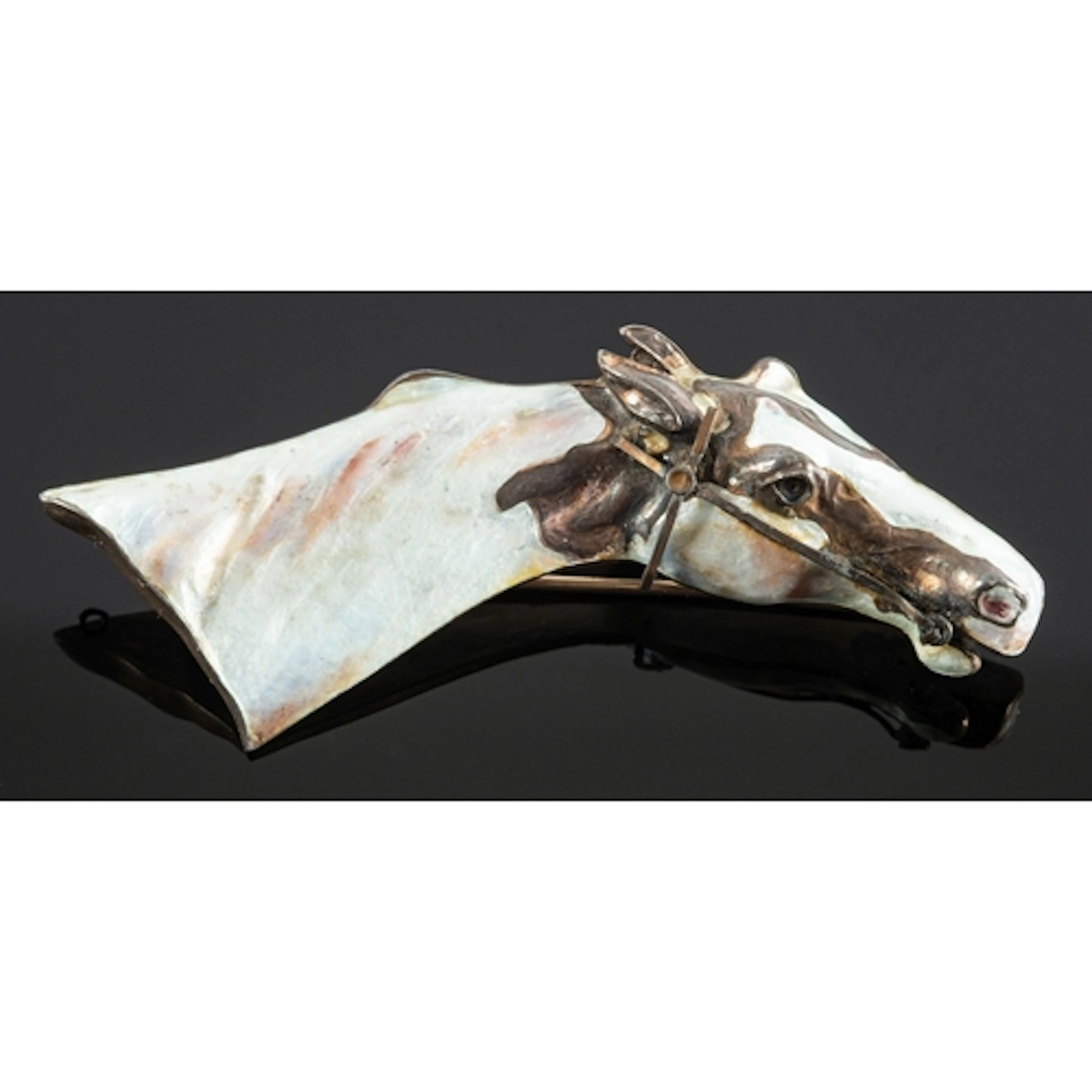 Meyle & Mayer, an Art Nouveau horse head mother of pearl bro...
