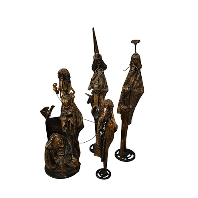 Five recycled metal figurative sculptures, largest 90cm....