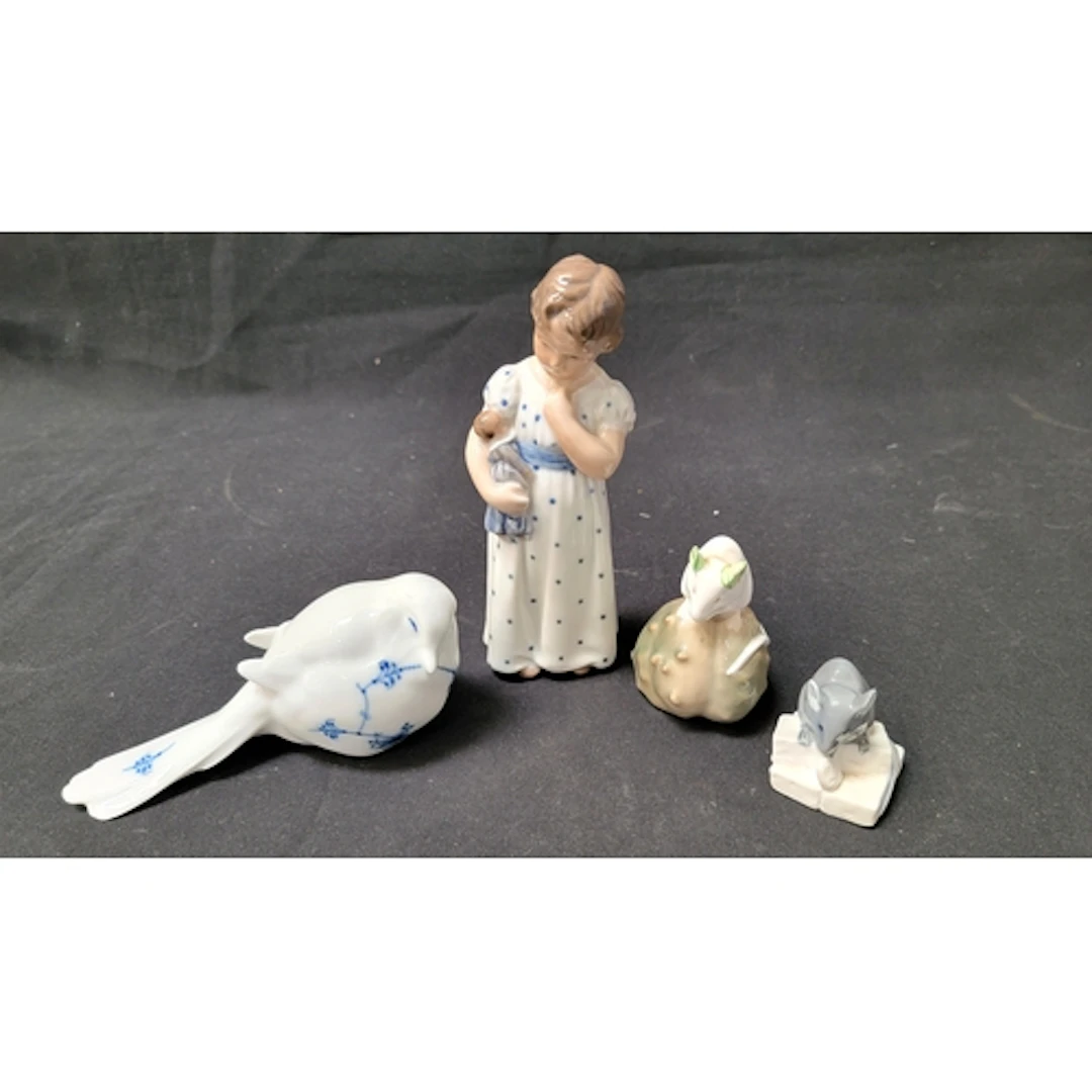FOUR ROYAL COPENHAGEN PORCELAIN FIGURINES comprising 'Girl w...