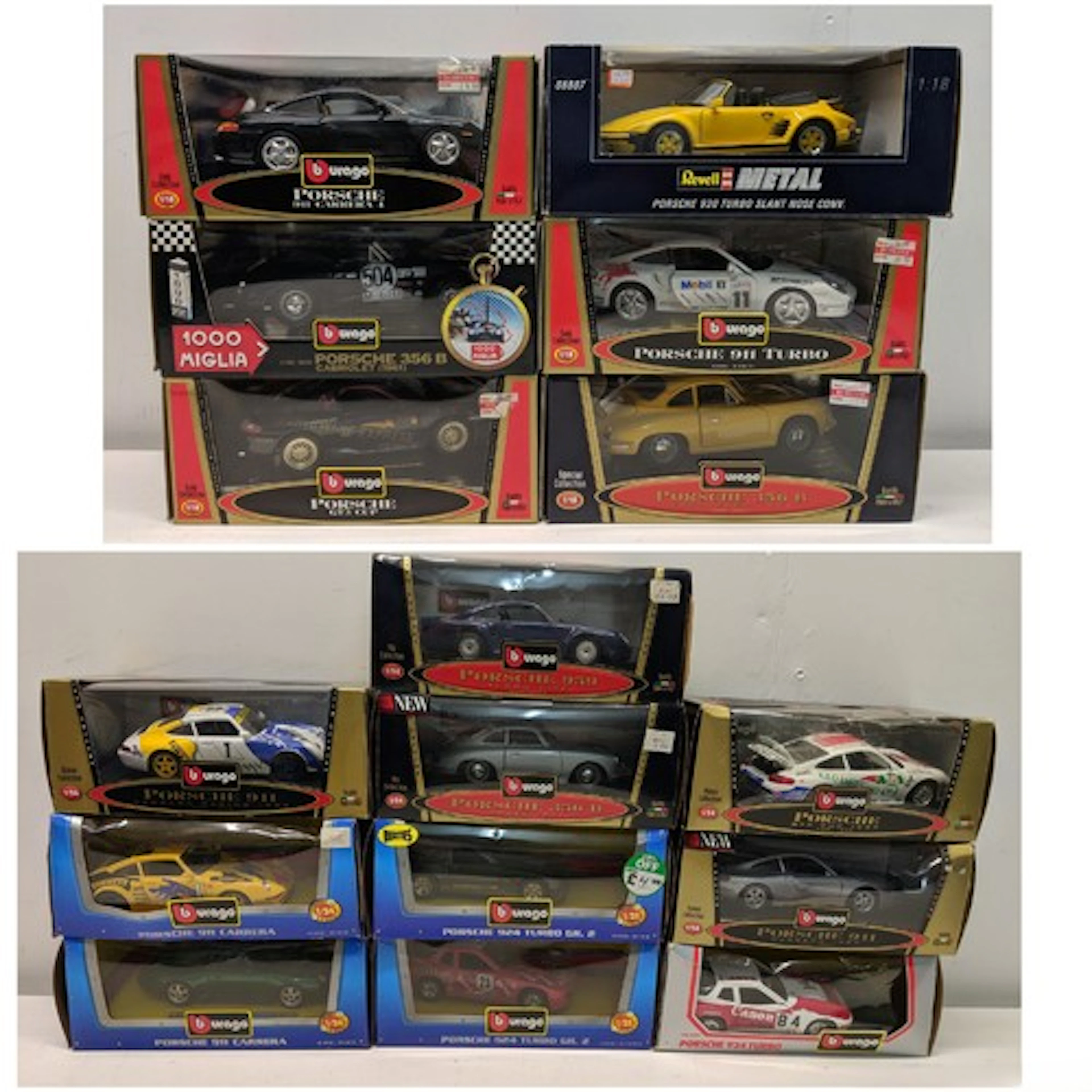 Six Porsche models, one Revell 930 Turbo Slant Nose Conv and...