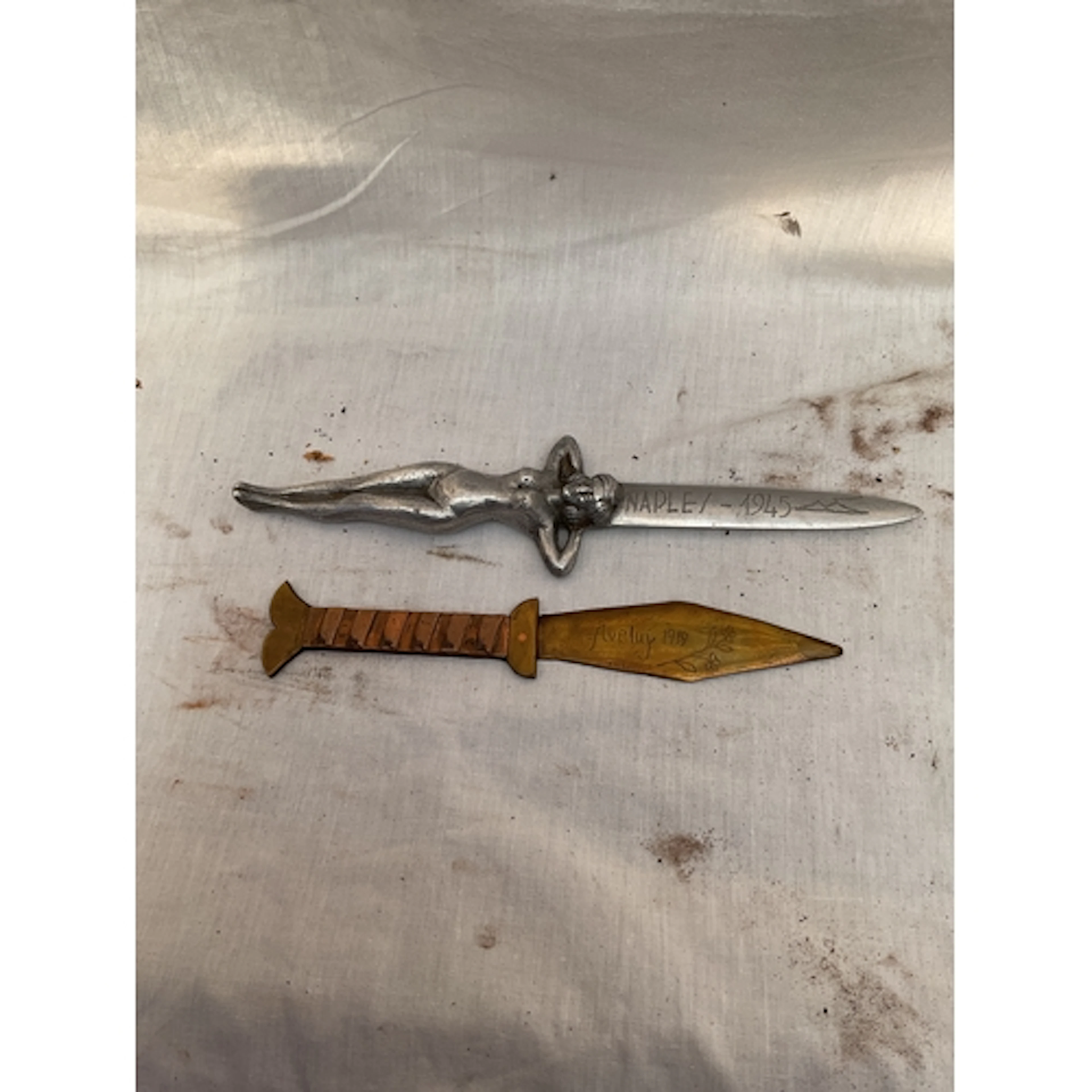 Two trench art knives WWI &WWII examples.