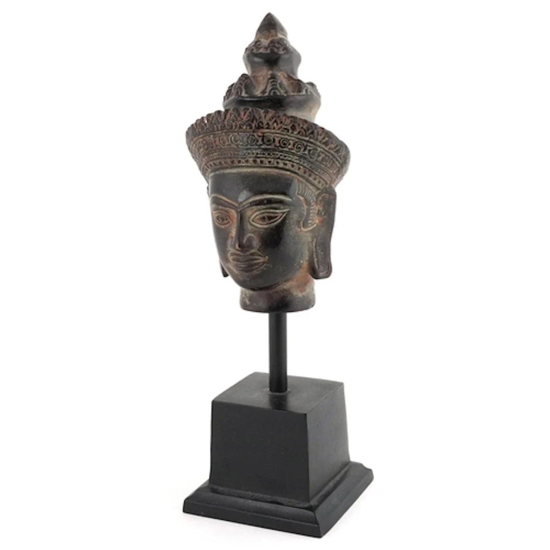 Khmer style bronze headless sculpture of a Buddha mounted on...