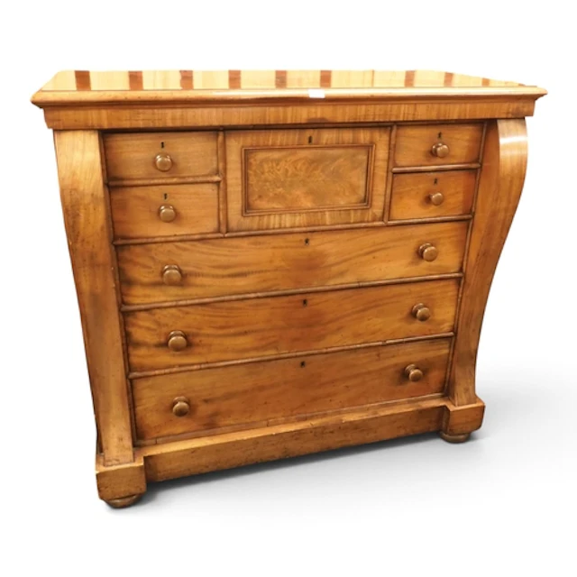 A late Victorian mahogany veneered Scotch chest with single ...