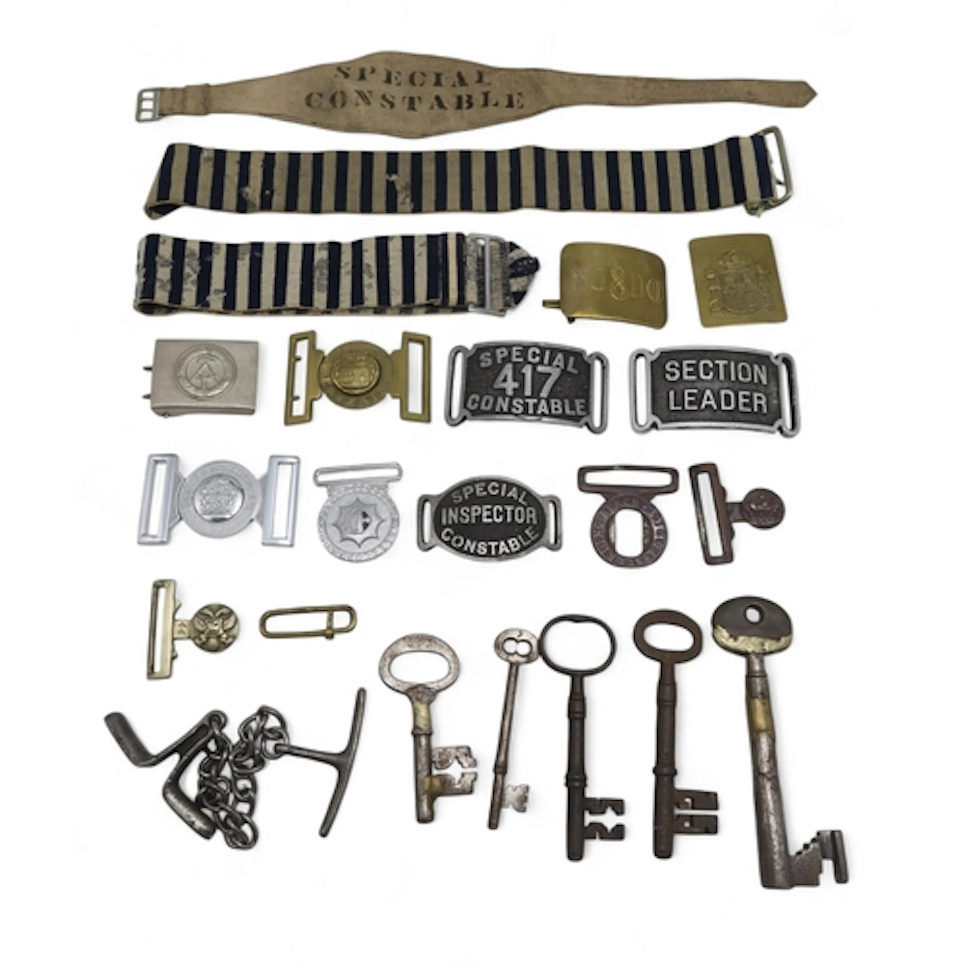 Special Constable's armbands, including an early printed can...
