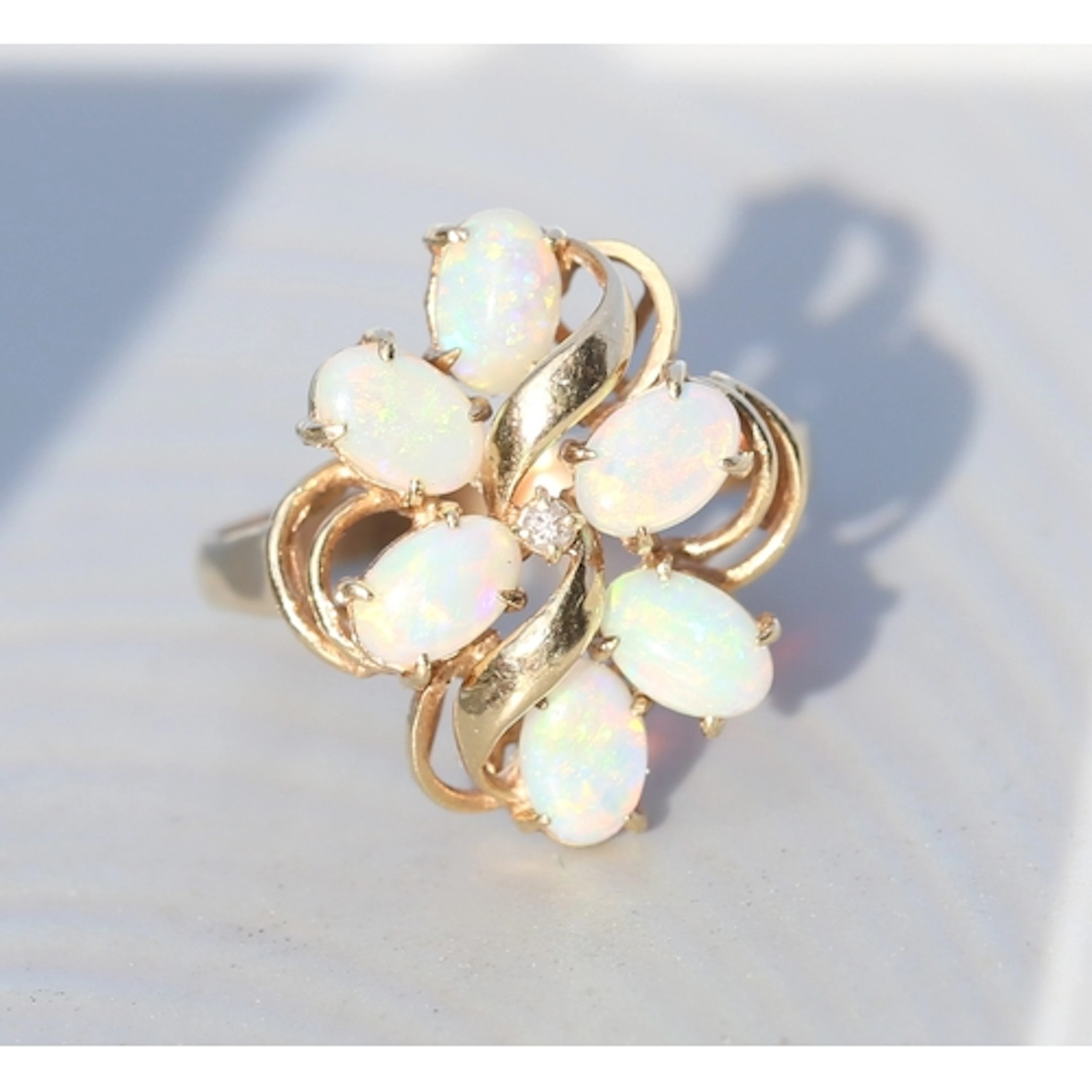Attractively Detailed, Opal Six Stone Set Ribbon Motif Ring ...