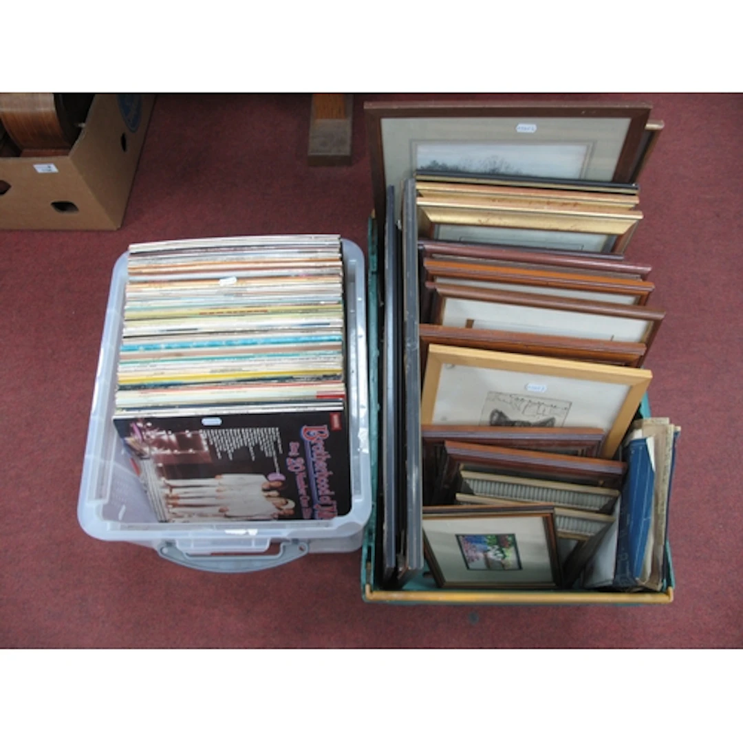 Quantity of LP vinyl records and framed pictures, including ...