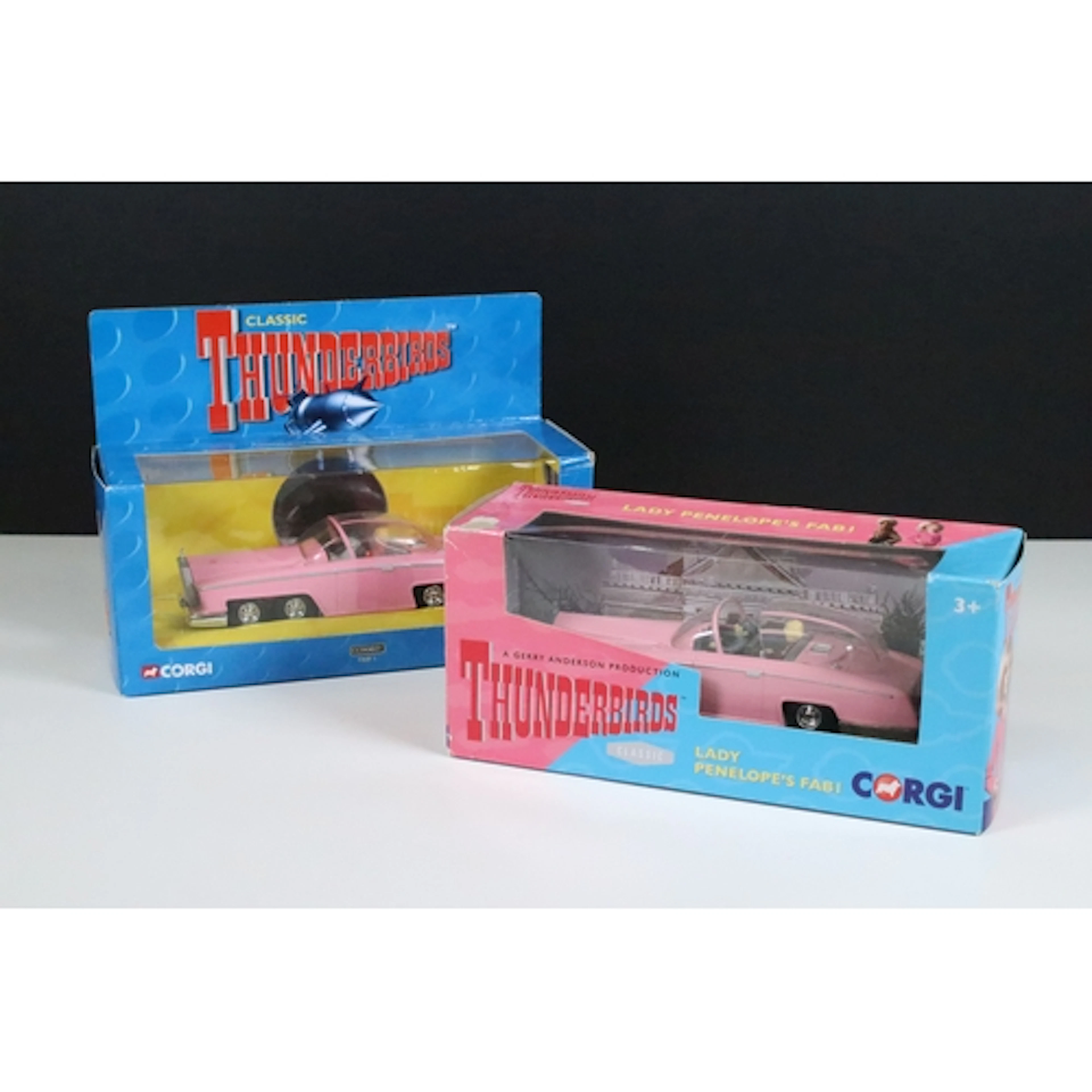 Two boxed Corgi Thunderbirds Lady Penelope's Fab 1 diecast m...