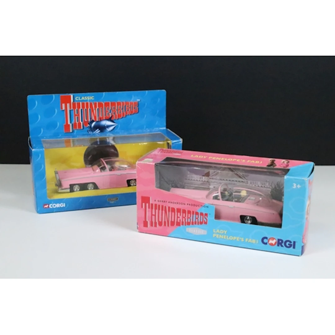 Two boxed Corgi Thunderbirds Lady Penelope's Fab 1 diecast m...