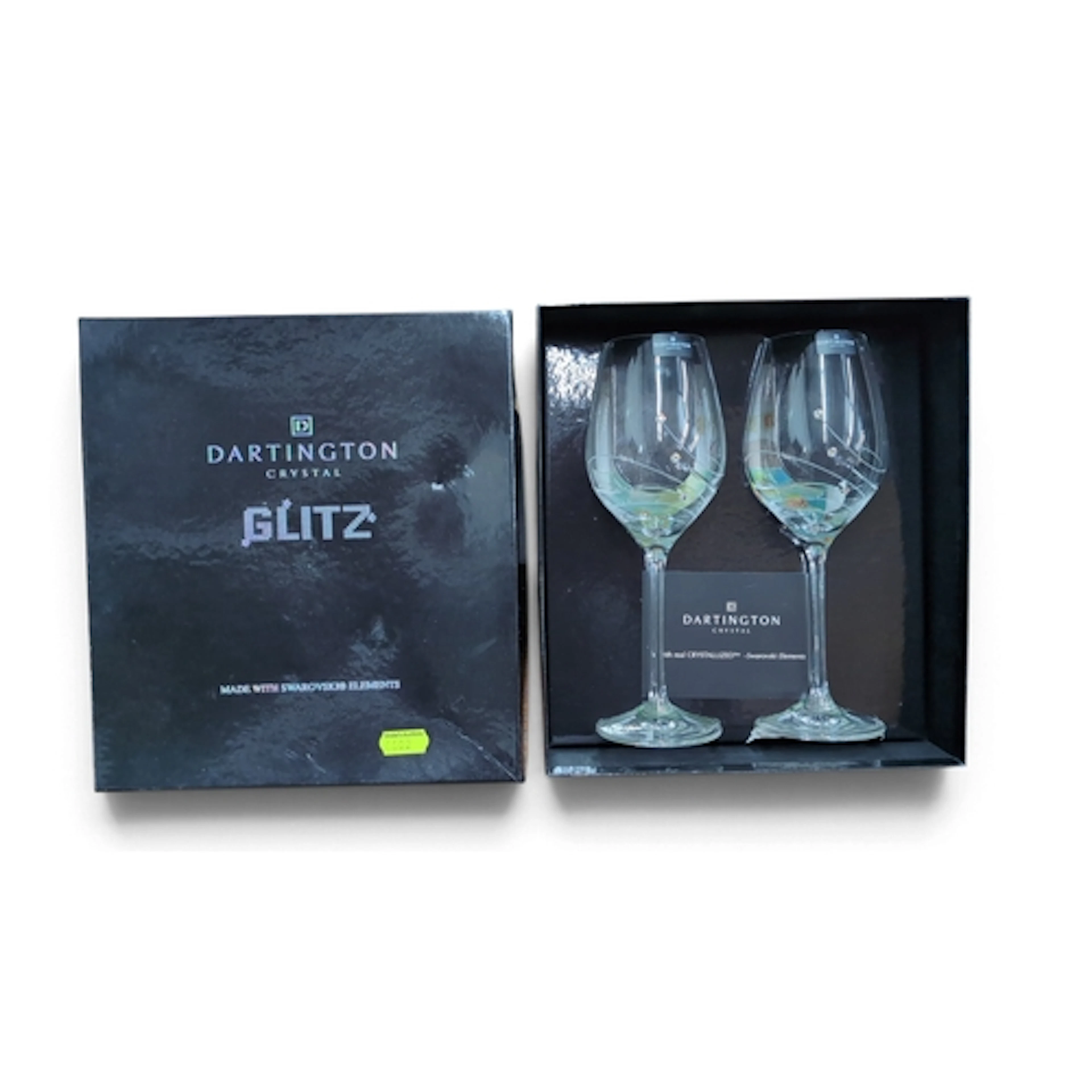 Dartington Crystal ‘Glitz’ wine glasses, a pair, with engrav...