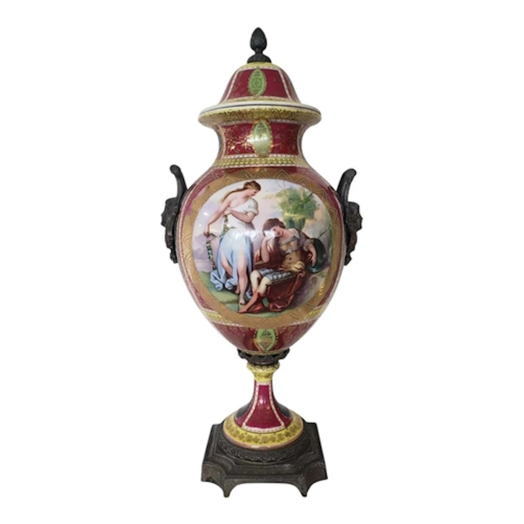 19th century Royal Vienna style Austrian porcelain urn. Feat...