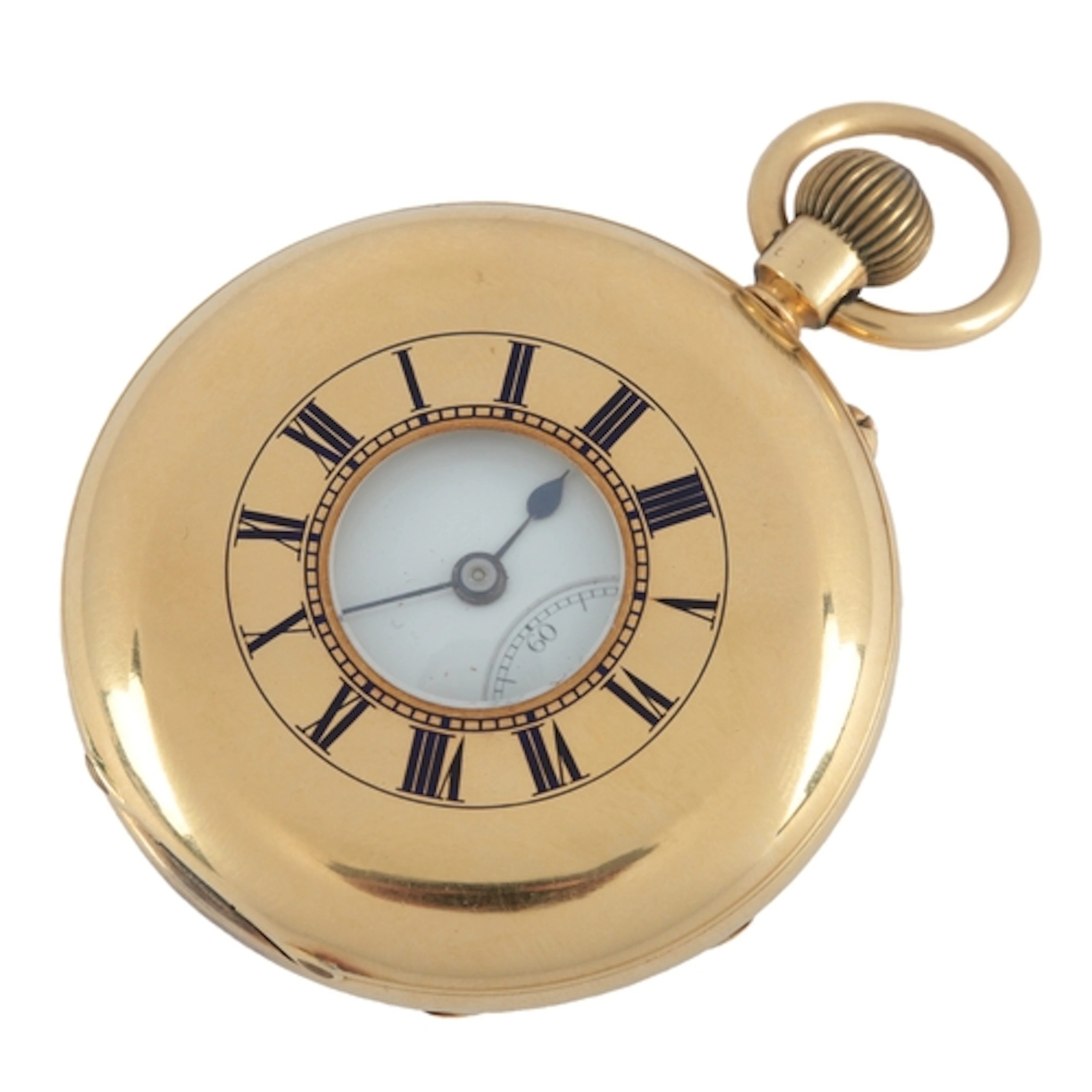 An Edwardian 18ct gold keyless lever half hunter pocket watc...