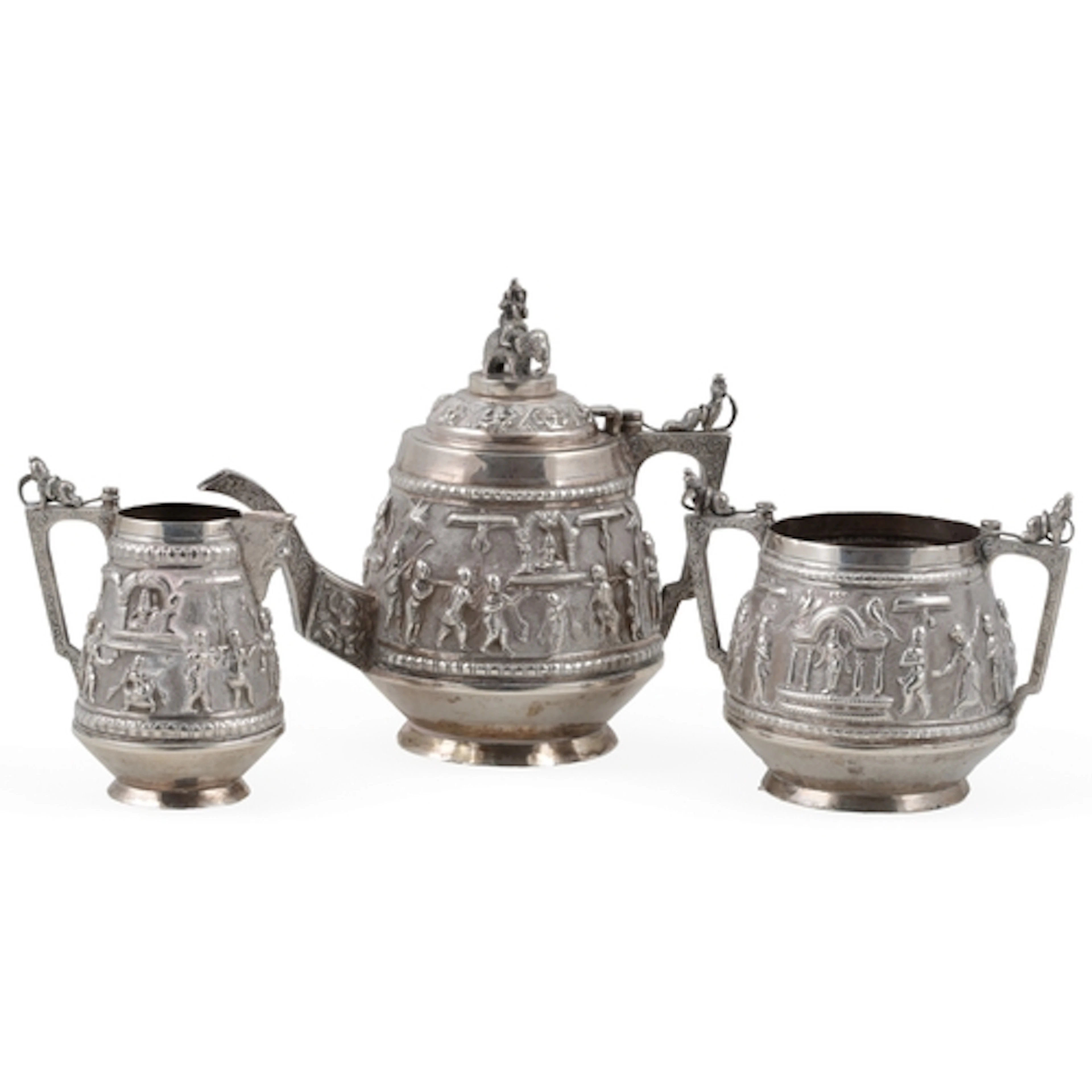 A late 19th/early 20th century Indian Colonial white metal t...