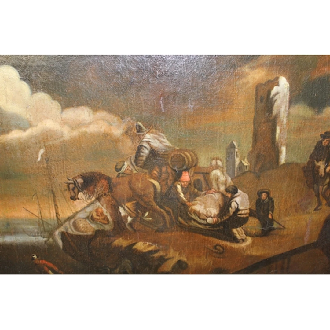 Early 18th Century Dutch School, oil on canvas, figures with...