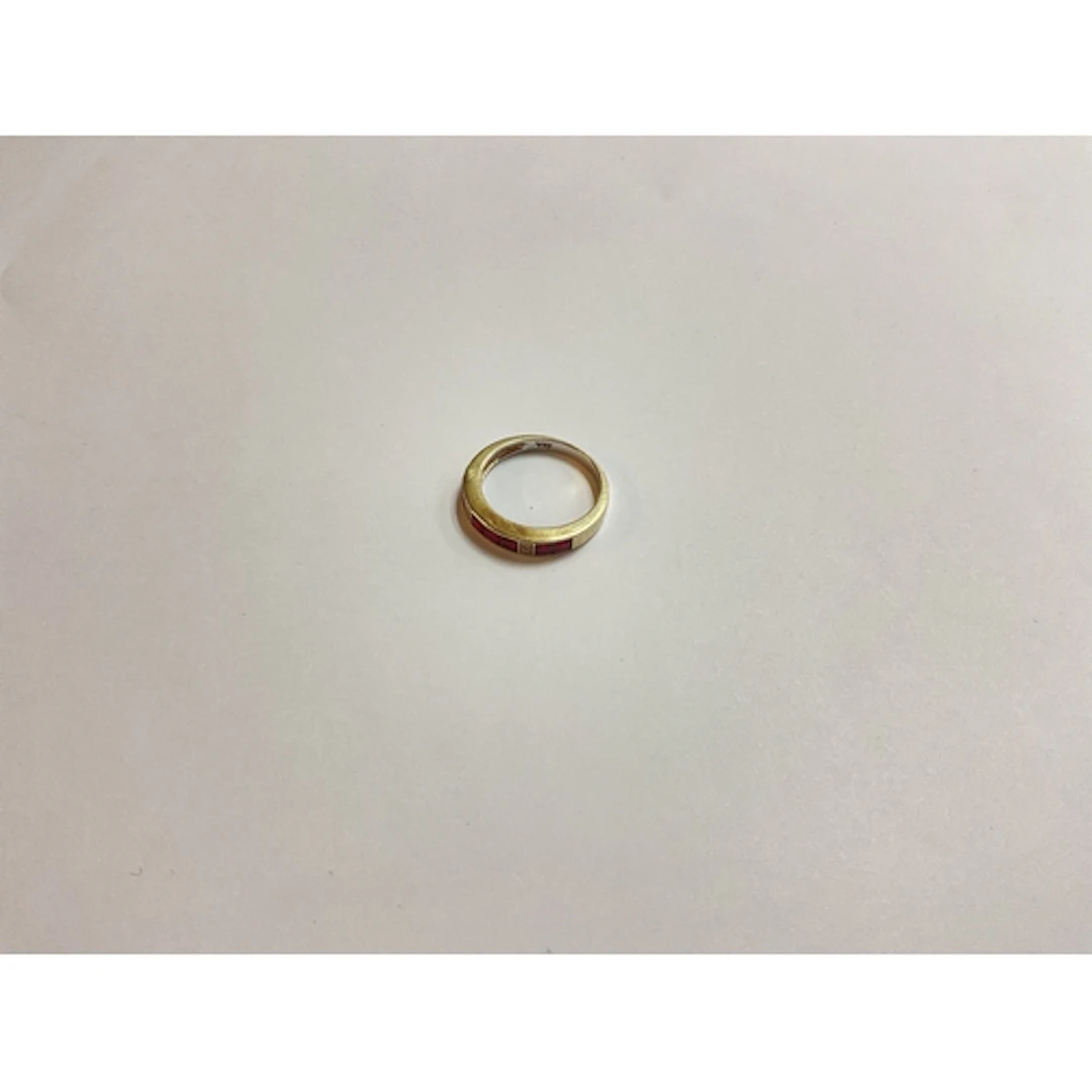 A diamond and ruby set 9ct gold ring 3g