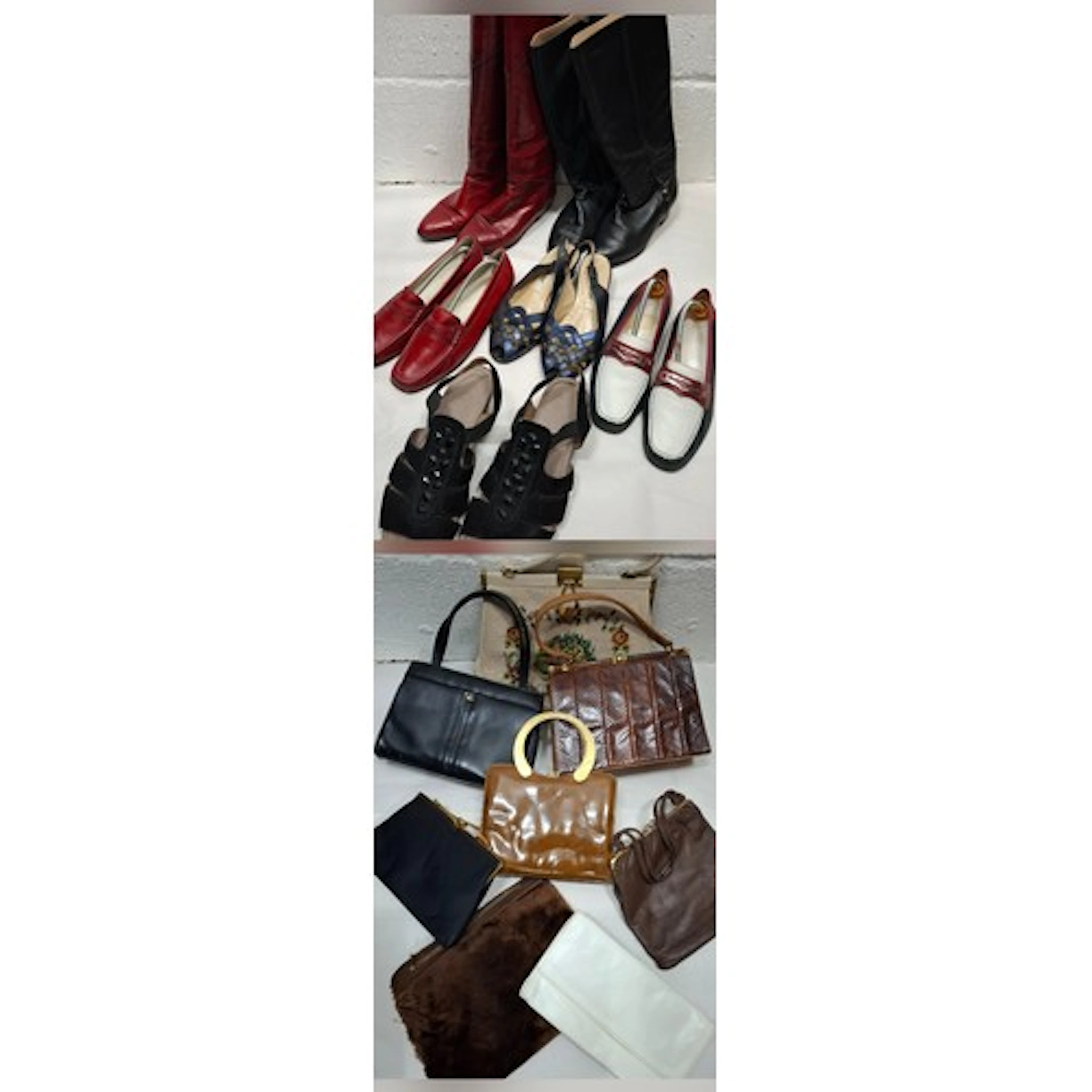 Vintage ladies boots, shoes and bags to include a pair of It...