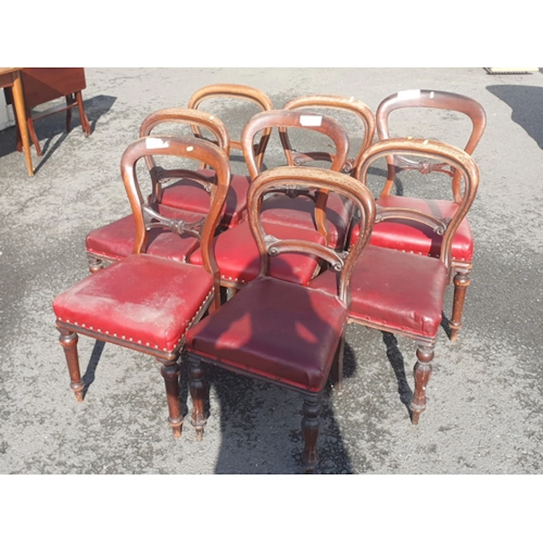A harlequin set of eight Victorian balloon back Dining Chair...