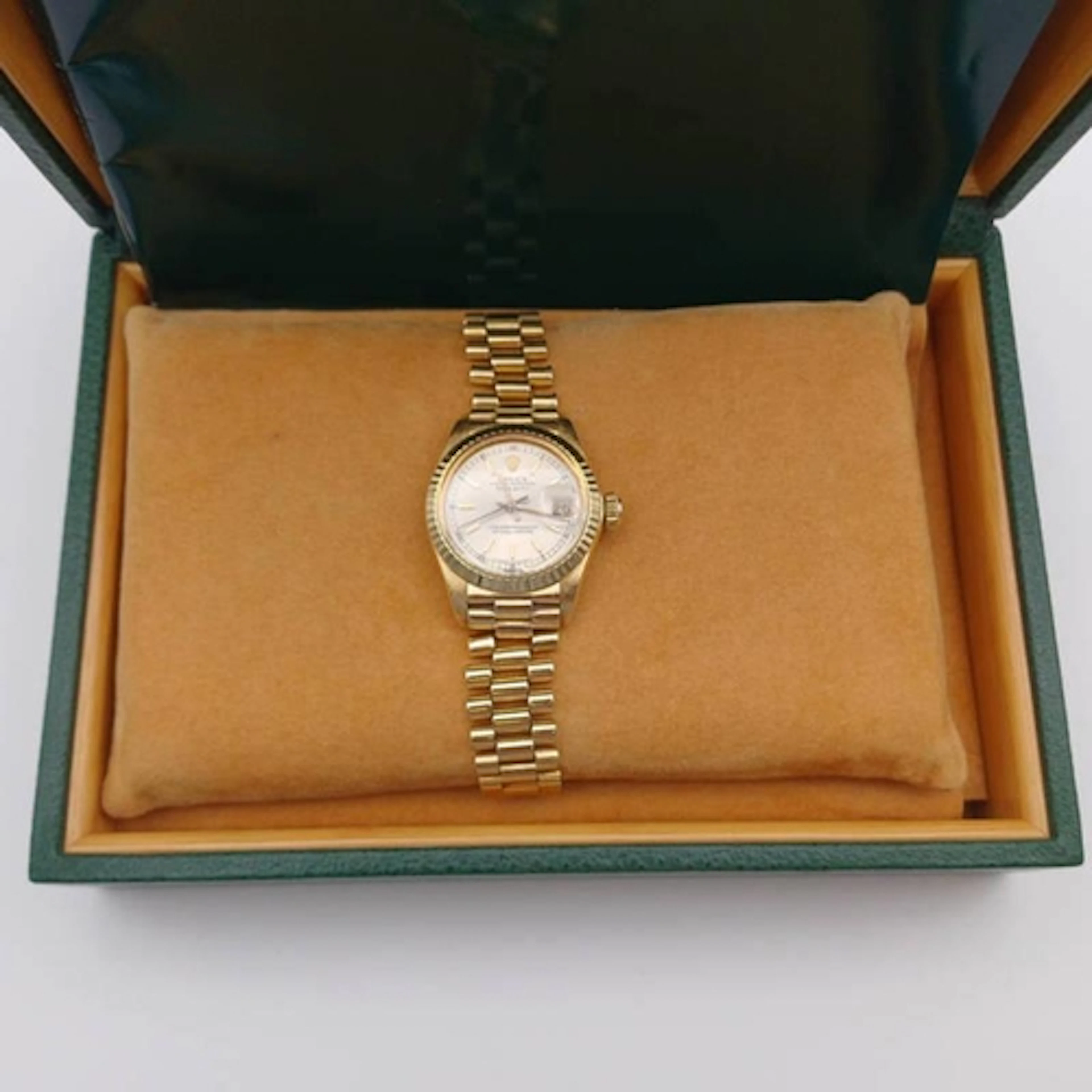 ROLEX 18CT GOLD PERPETUAL DATEJUST LADIES WRISTWATCH ON AN 1...