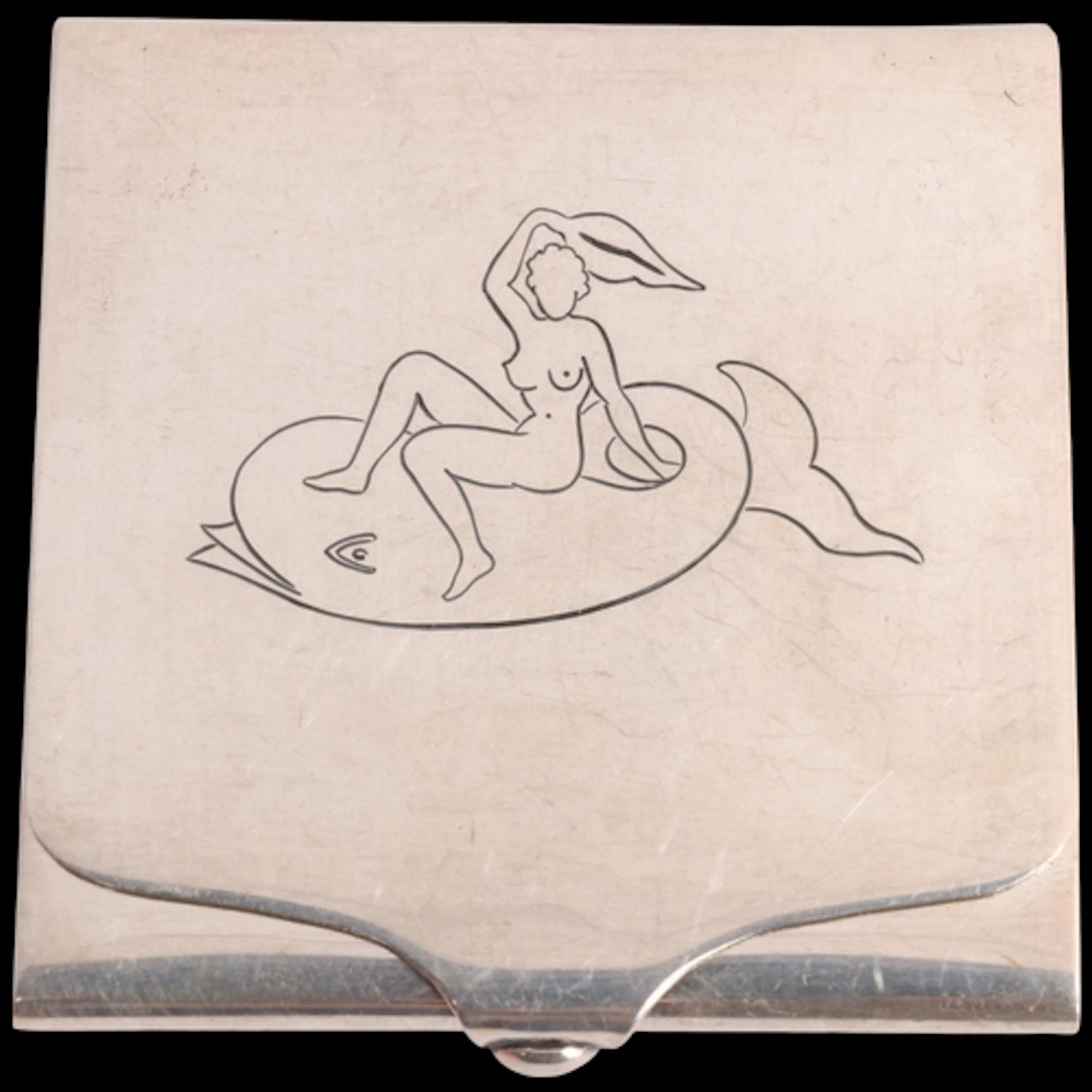 A Danish modernist silver matchbook holder, plain form, with...