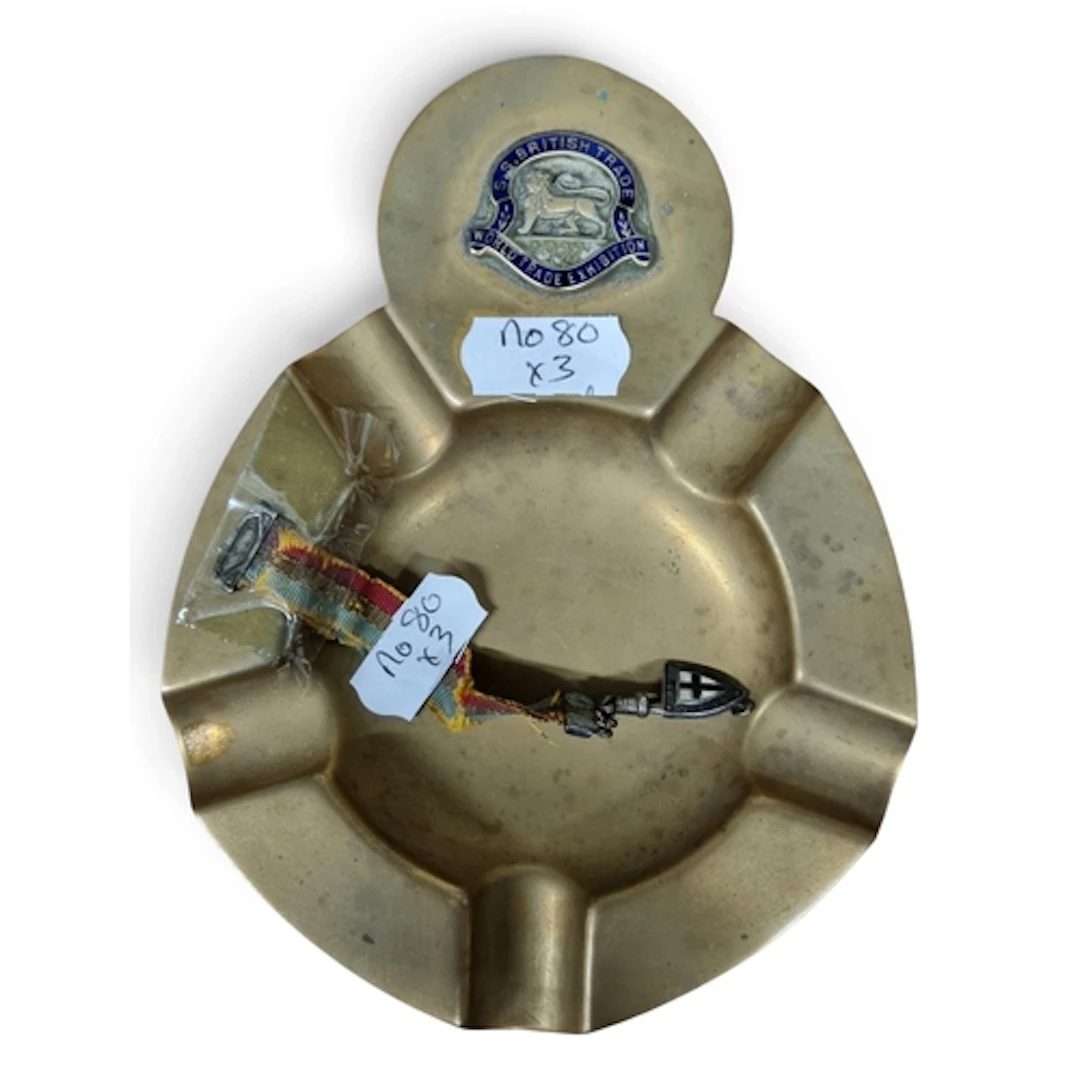 A very rare Brass maritime commemorative ashtray from the SS...