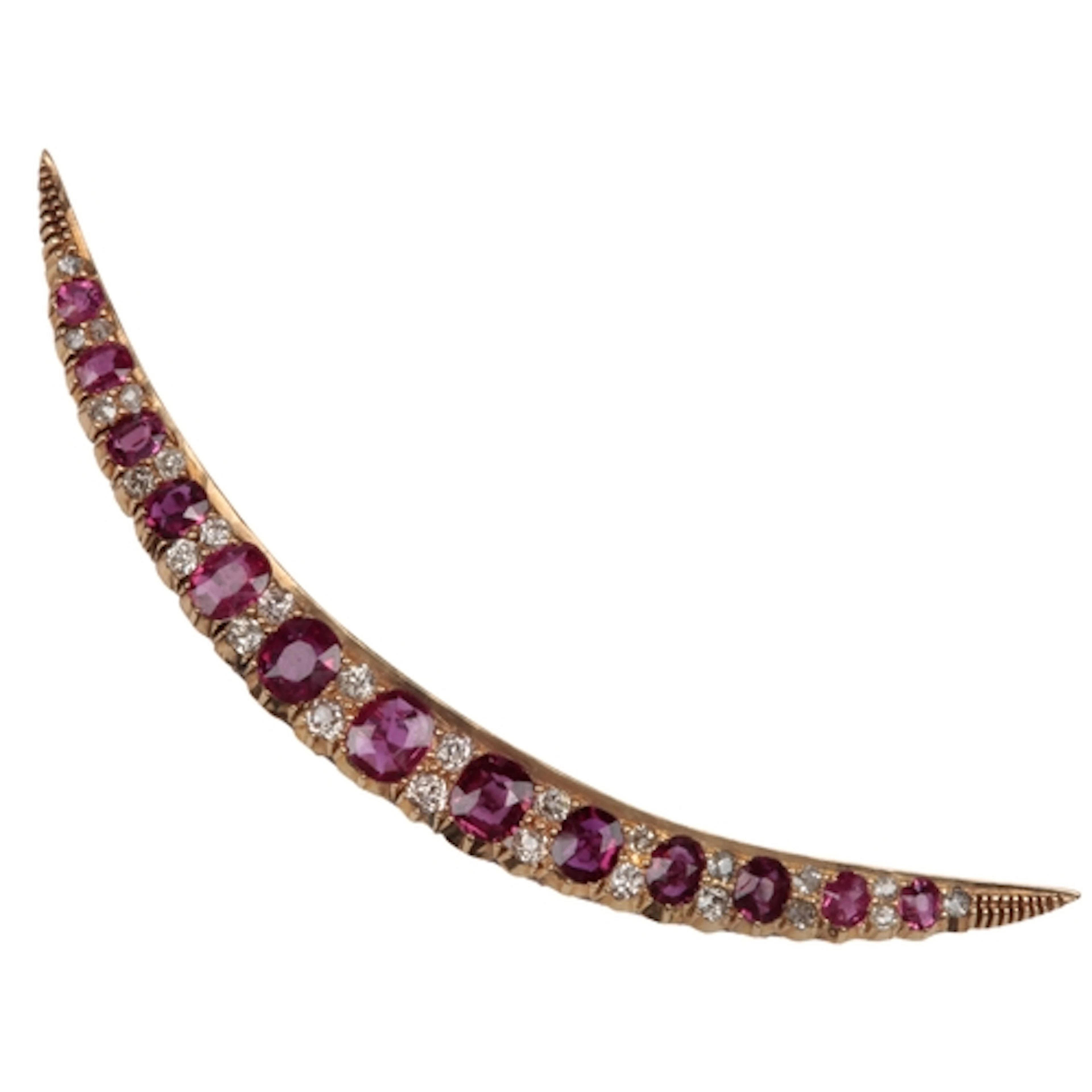 A Victorian ruby and diamond brooch, late 19th century, desi...