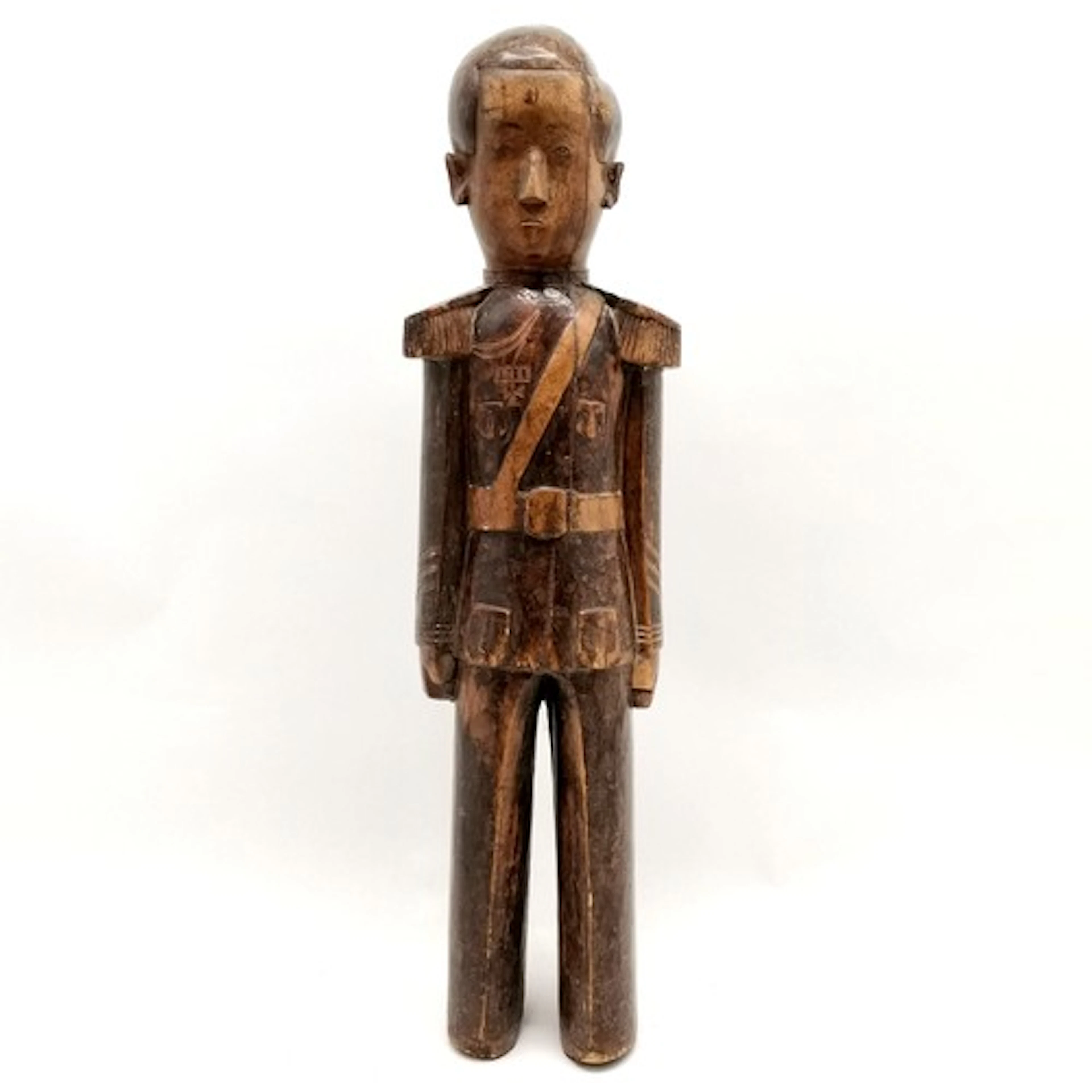 WWI antique carved German East African figure depicting a Eu...