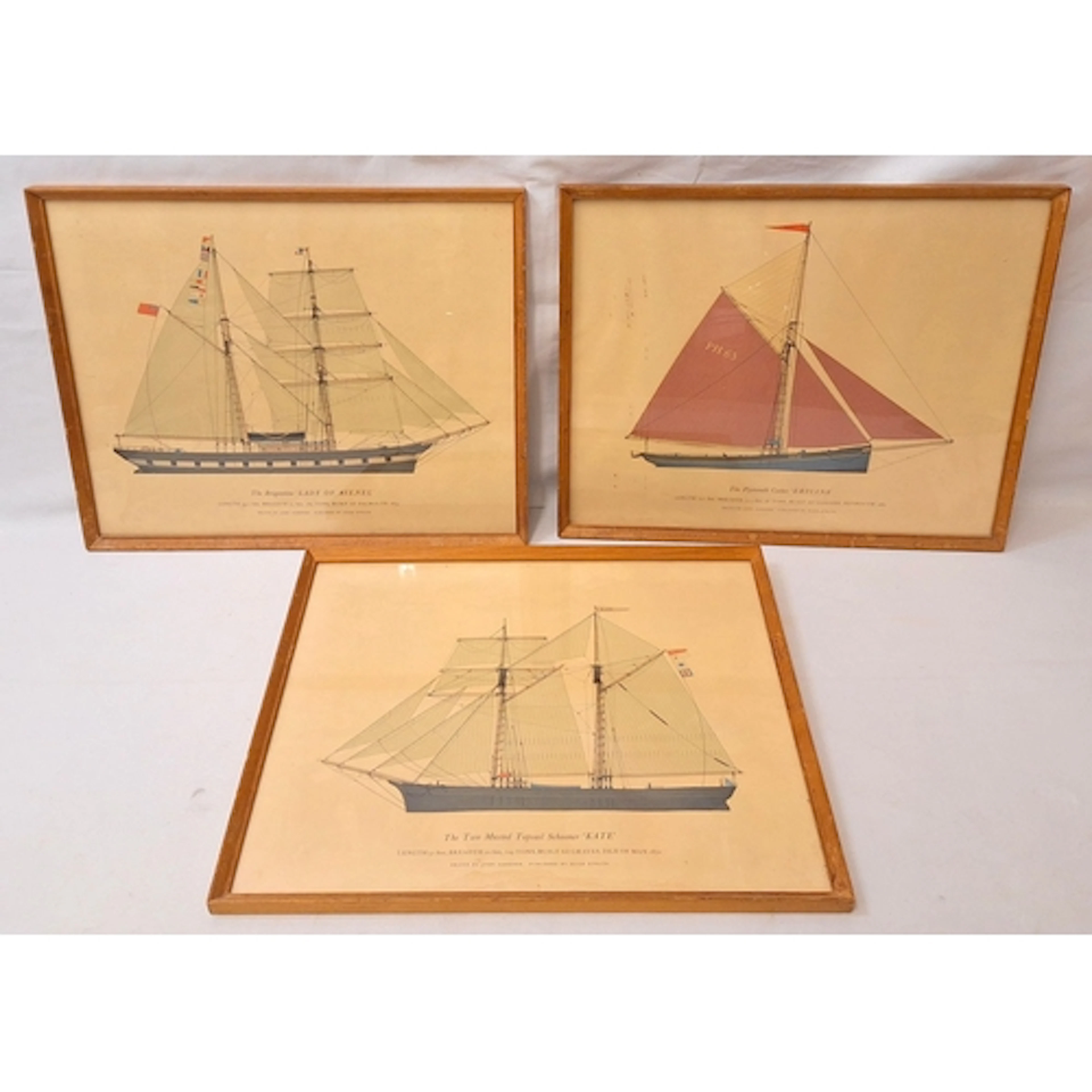 3 F/g Nautical Prints incl. The Two Masted Top Sail 'Kate', ...