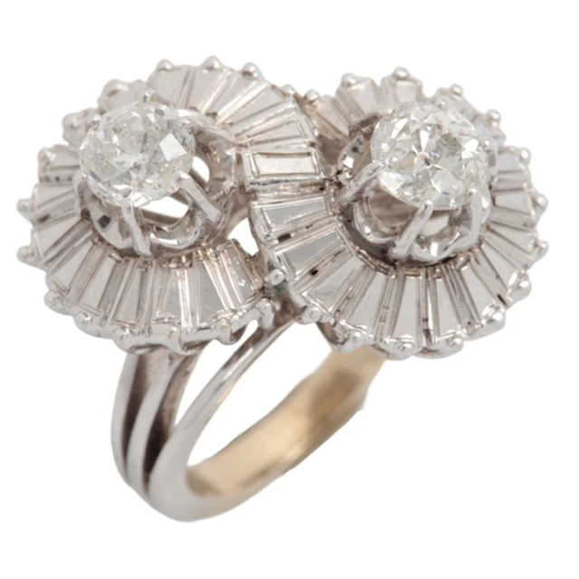 A diamond cocktail ring, mid 20th century, of crossover desi...