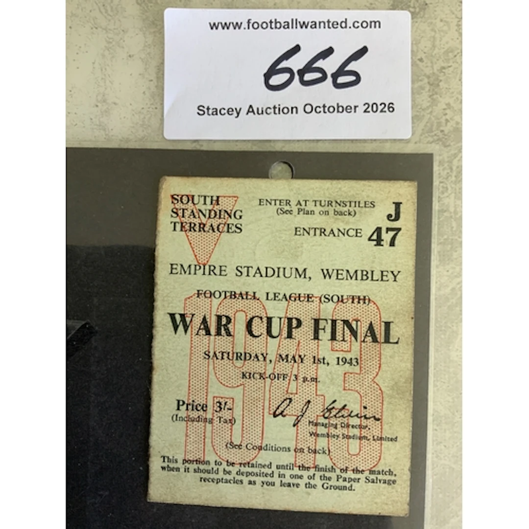 1943 FA Cup Final Football Ticket: Arsenal v Charlton at Wem...
