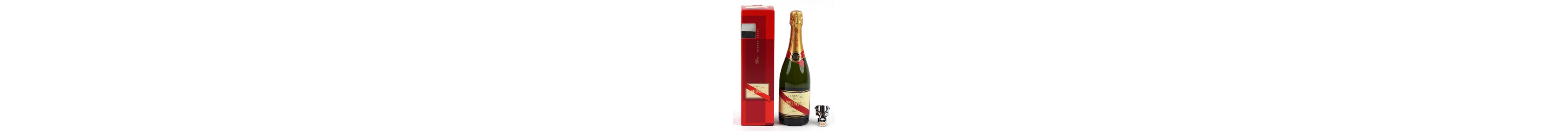Bottle of Mumm Champagne with box.