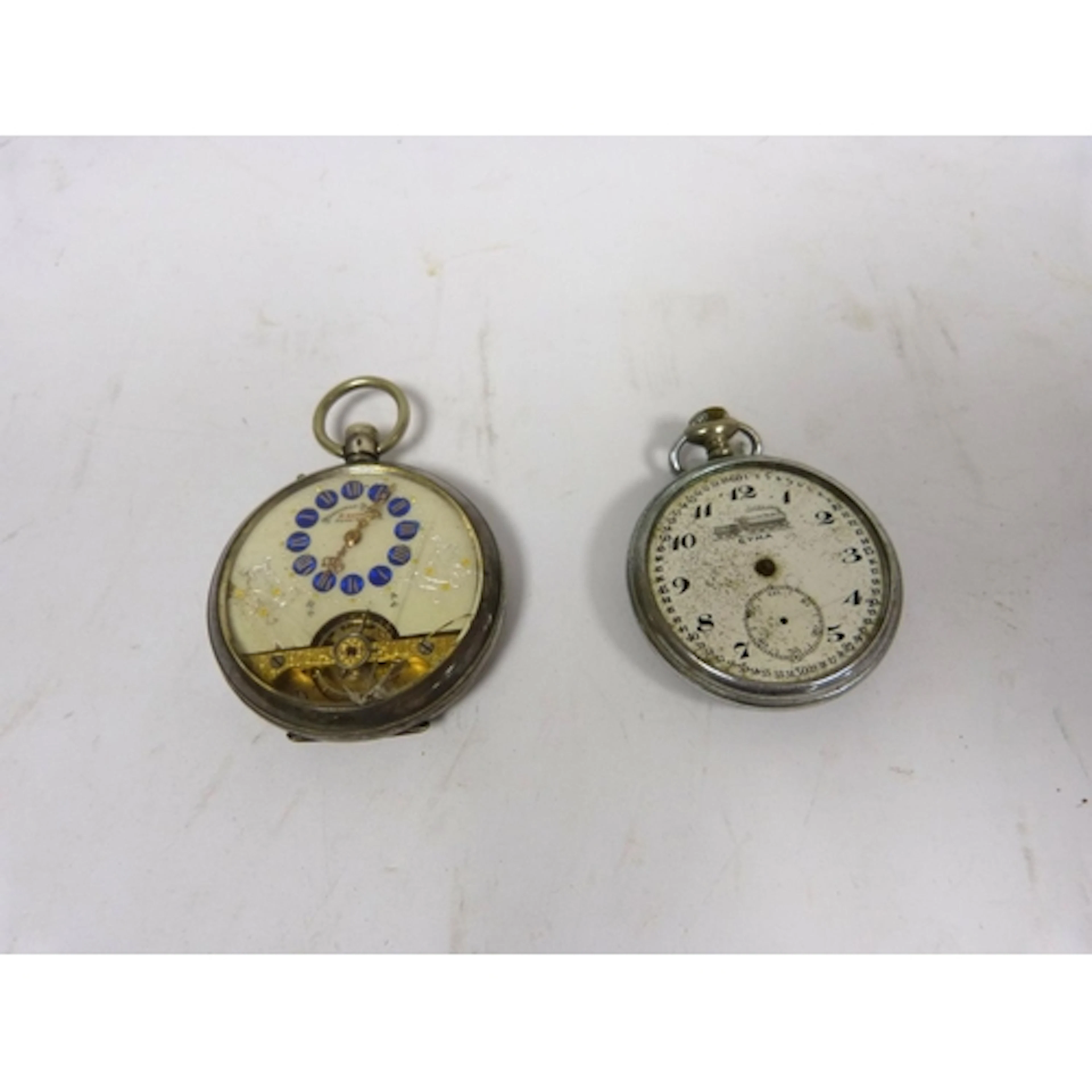 Silver Hebdomas 8-day pocket watch with enamel dial and Cyma...