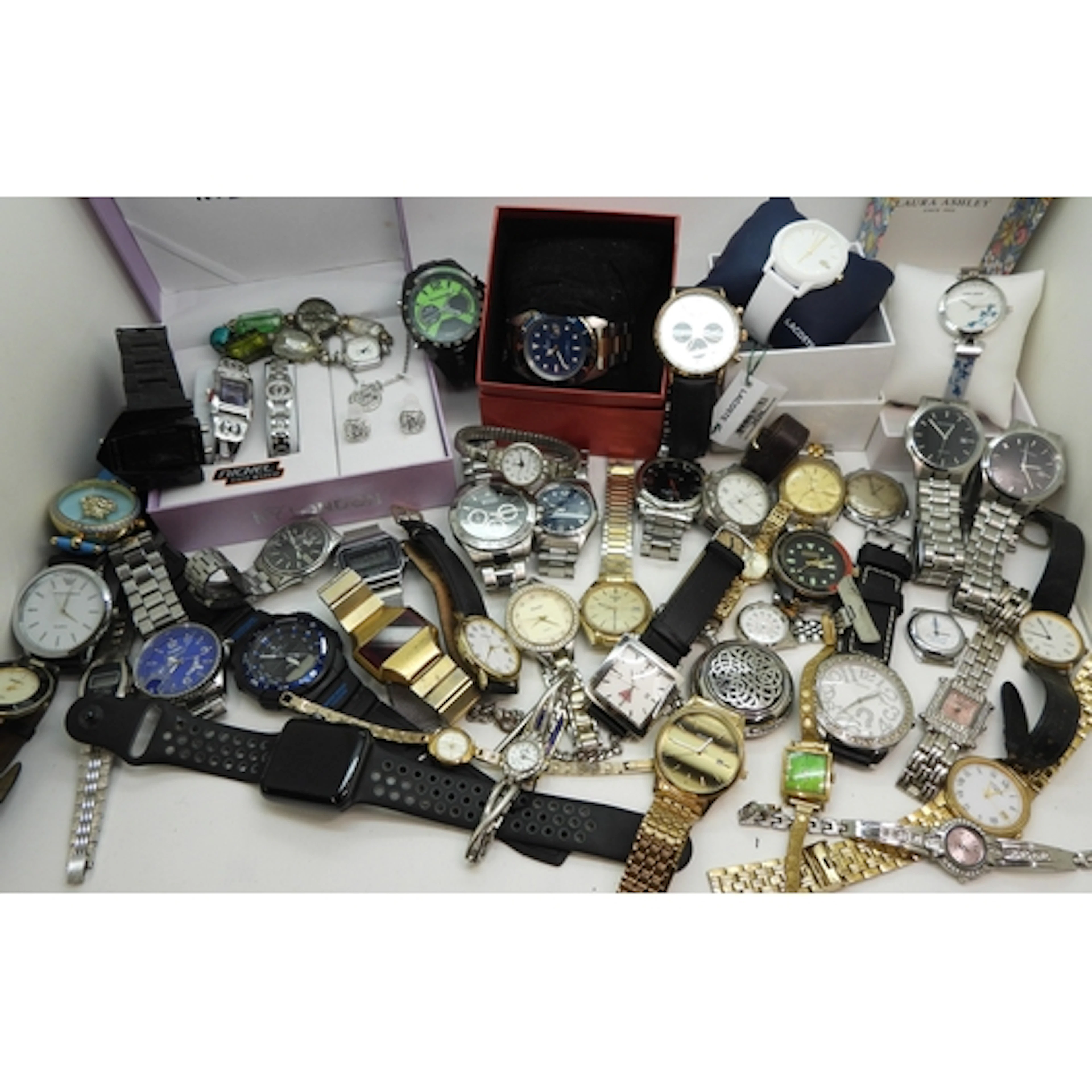 A collection of fashion watches to include, Apple, Lacoste, ...