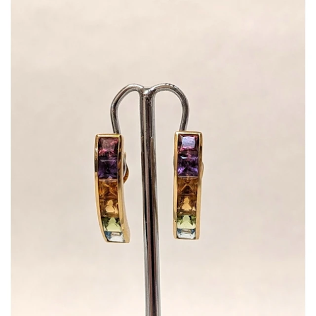 Rainbow multi gem set earrings, By H Stern, in 18ct yellow g...