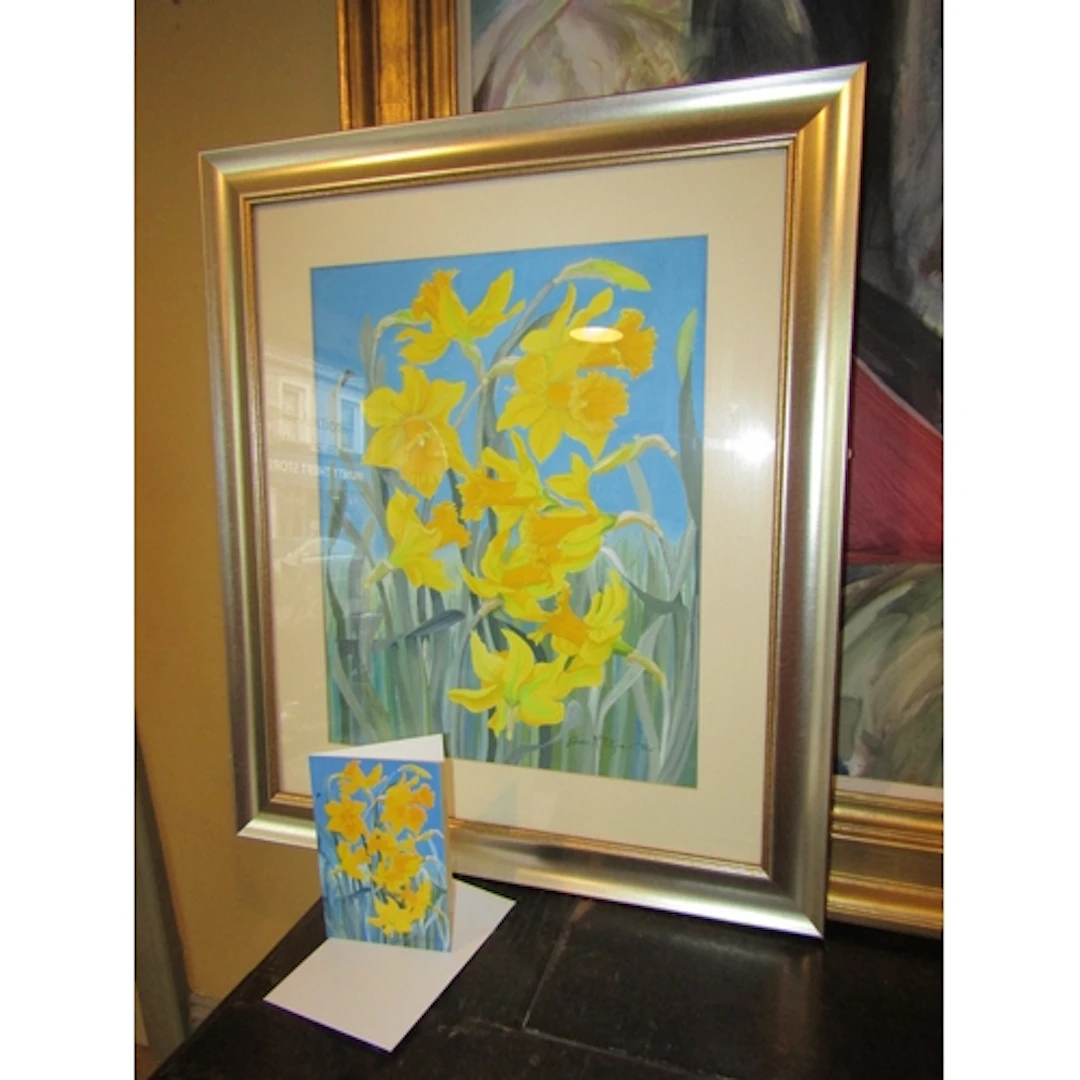 June McIntyre Watercolour of Daffodils with Original Greetin...