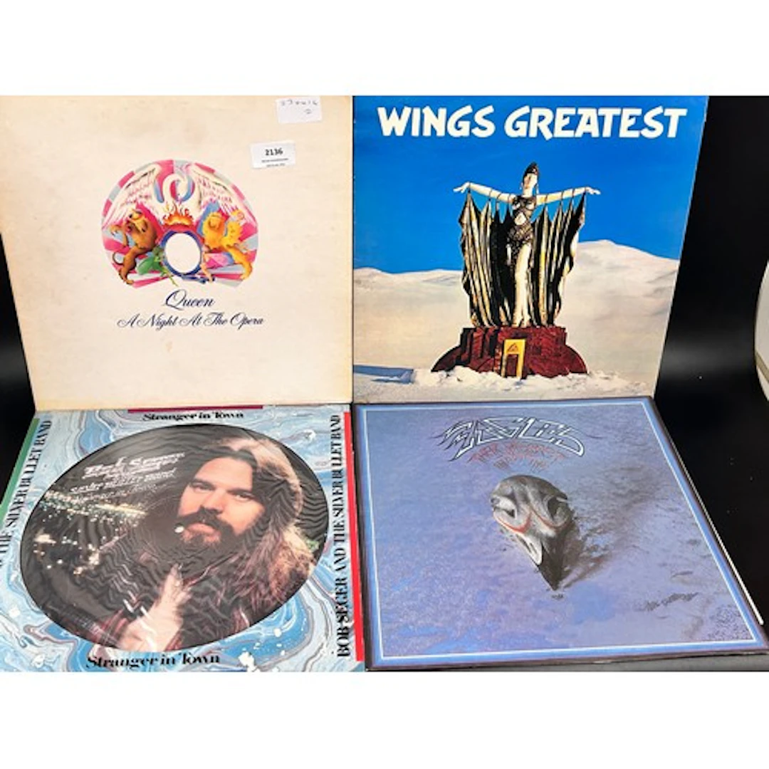 Twelve Rock LP vinyl records, Wings, Queen (first press), Bo...