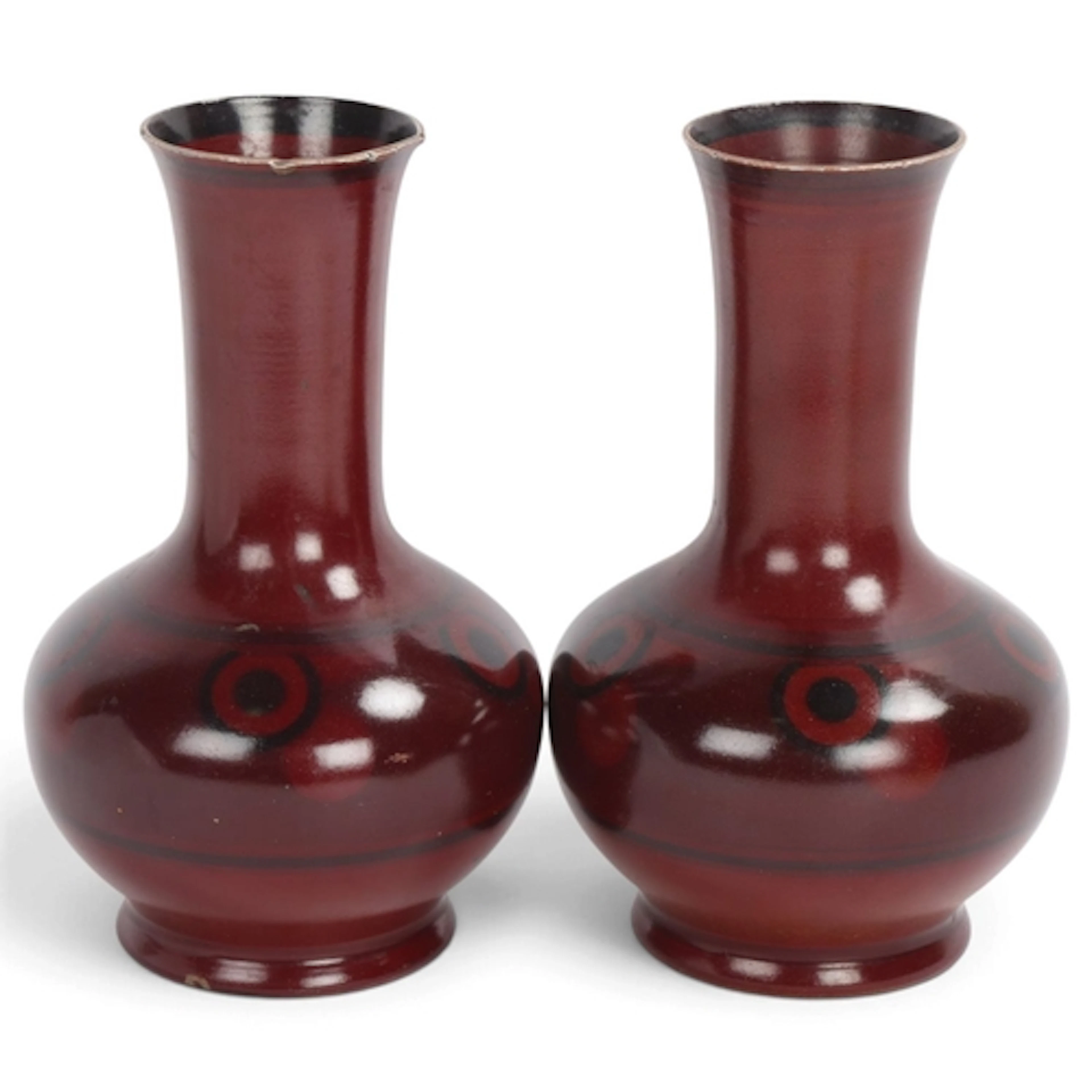 A pair of Sigg Arta, Swiss mid-century metal baluster vases,...