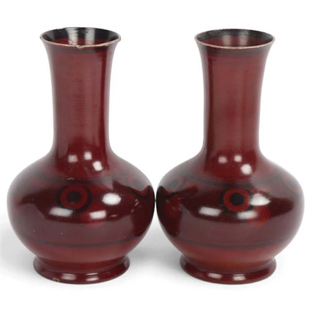 A pair of Sigg Arta, Swiss mid-century metal baluster vases,...