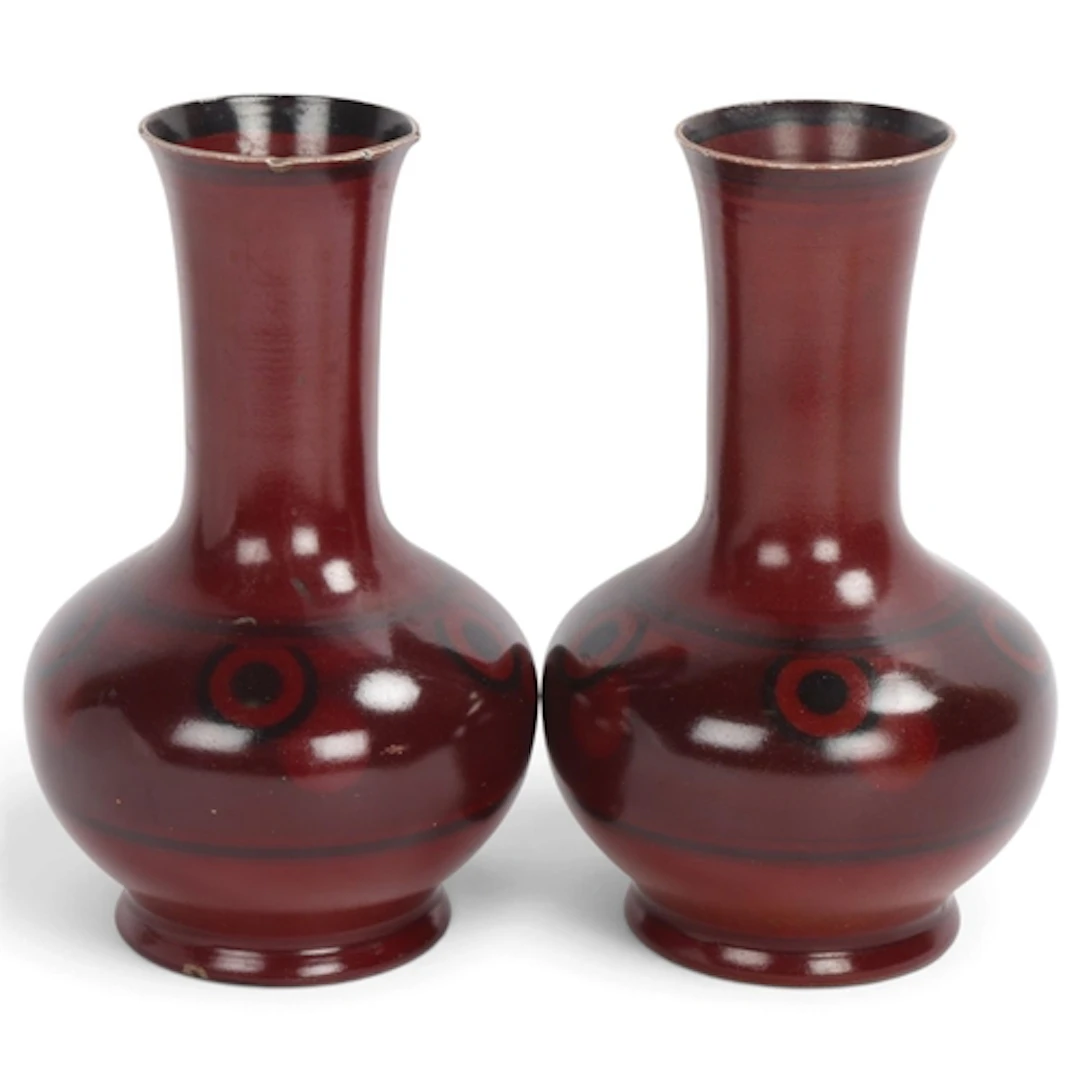 A pair of Sigg Arta, Swiss mid-century metal baluster vases,...