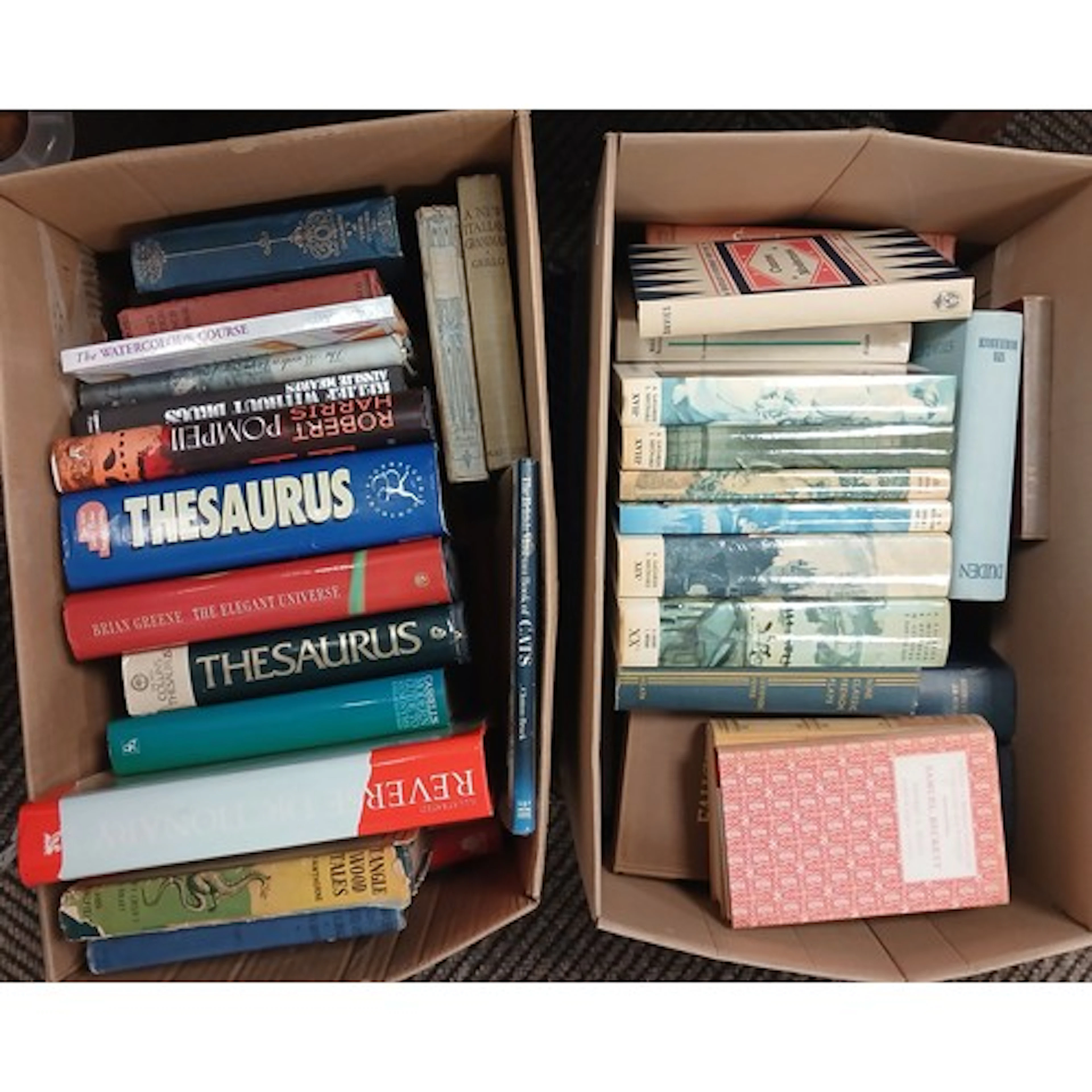 Two boxes of books to include literature, physics, Scottish ...