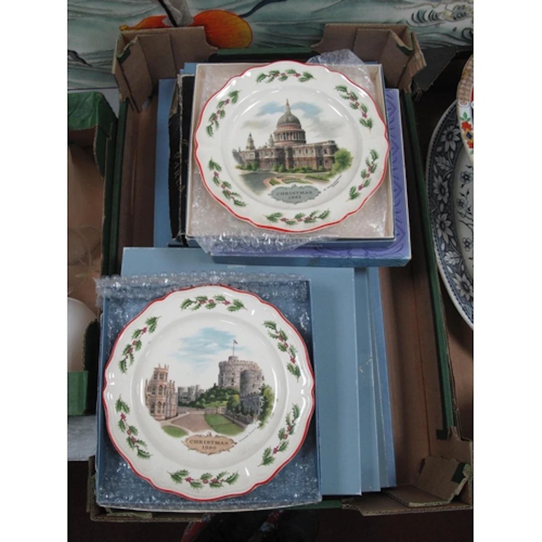 Eleven boxed vintage Wedgwood Christmas and calendar plates,...