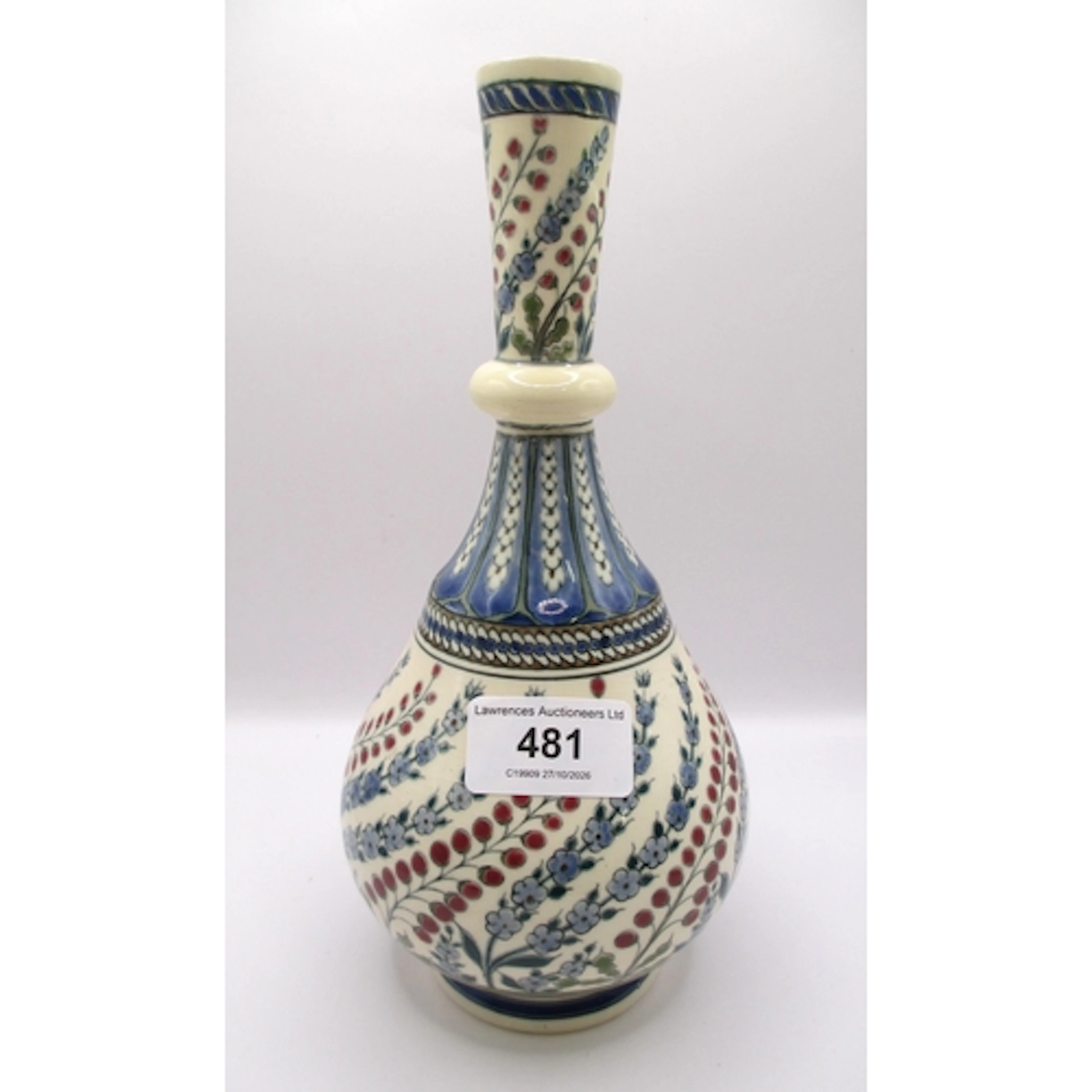 Zsolnay baluster form pottery floral decorated vase, 24cm hi...