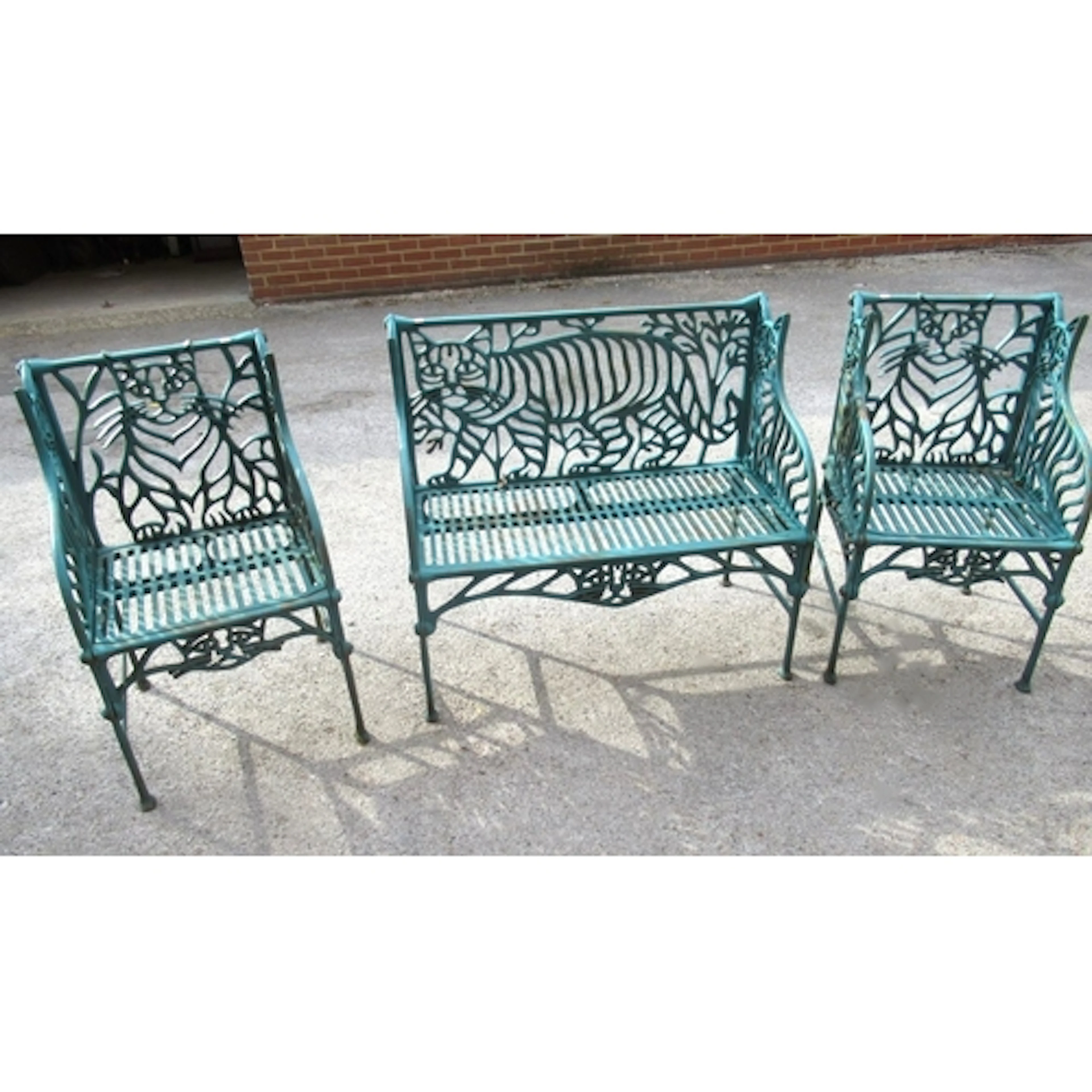 Richard Bawden for Rayne Foundry, Essex, cat motif cast iron...