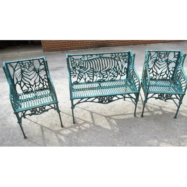 Richard Bawden for Rayne Foundry, Essex, cat motif cast iron...