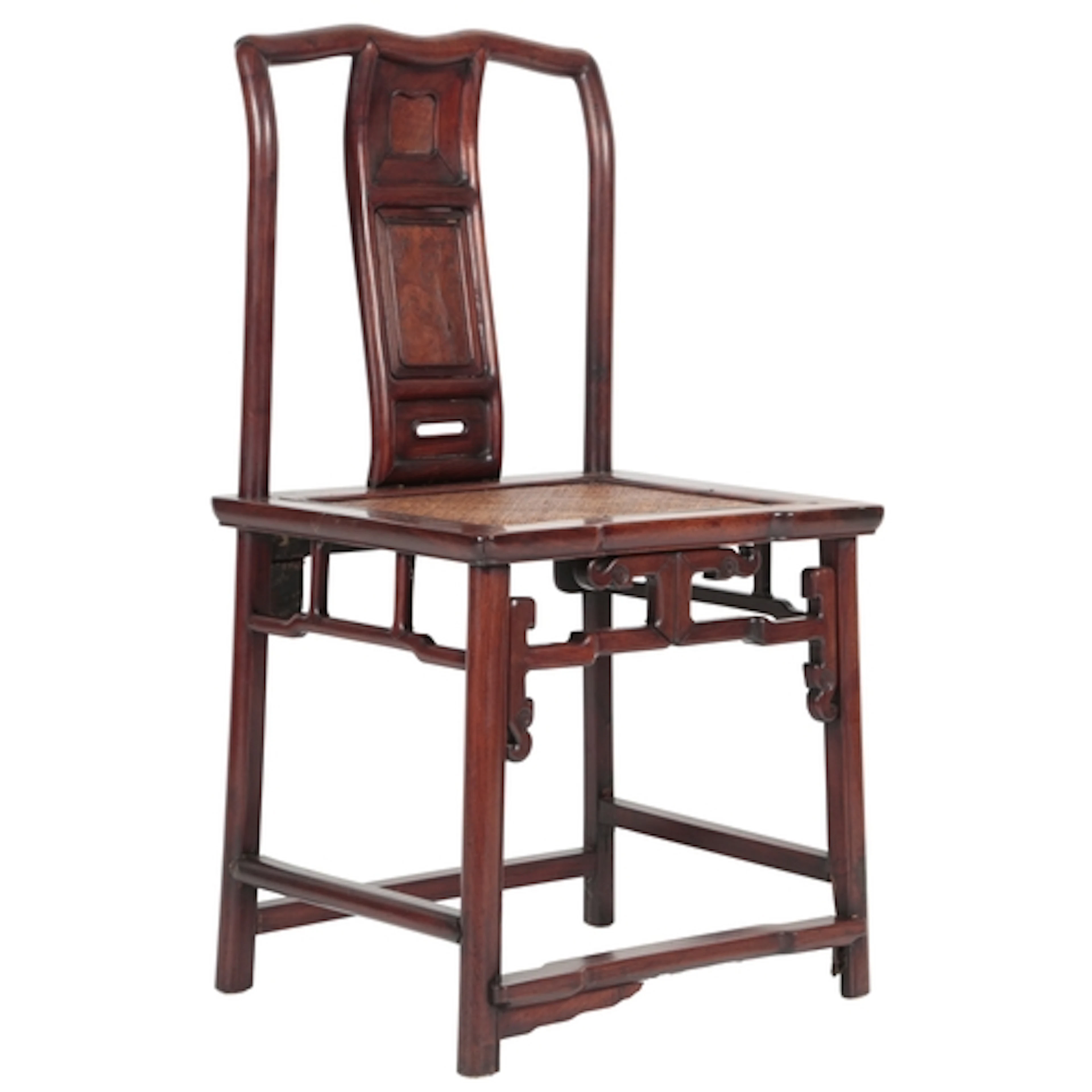 A Chinese huanghuali and burrwood 'lamphanger' high back cha...