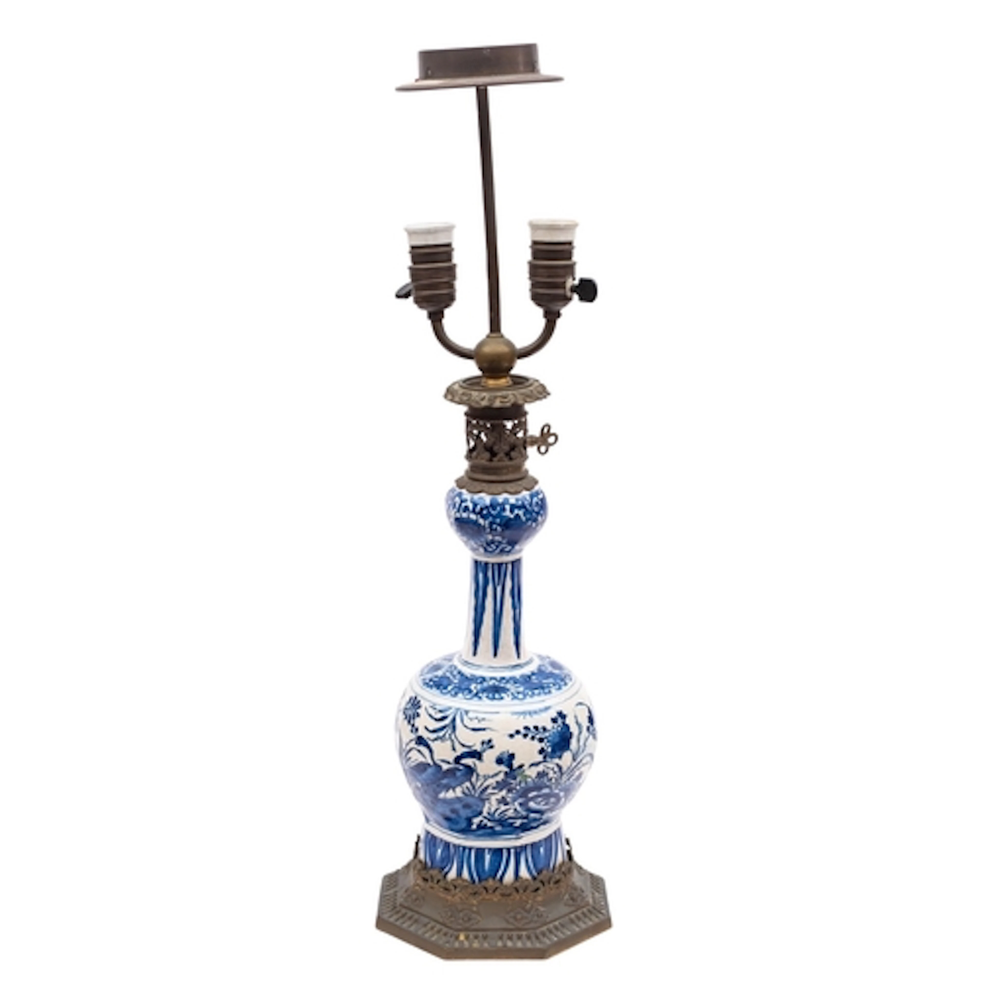 A Delft blue-and-white glazed pottery vase, 17th century and...