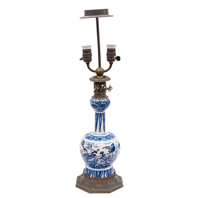 A Delft blue-and-white glazed pottery vase, 17th century and...