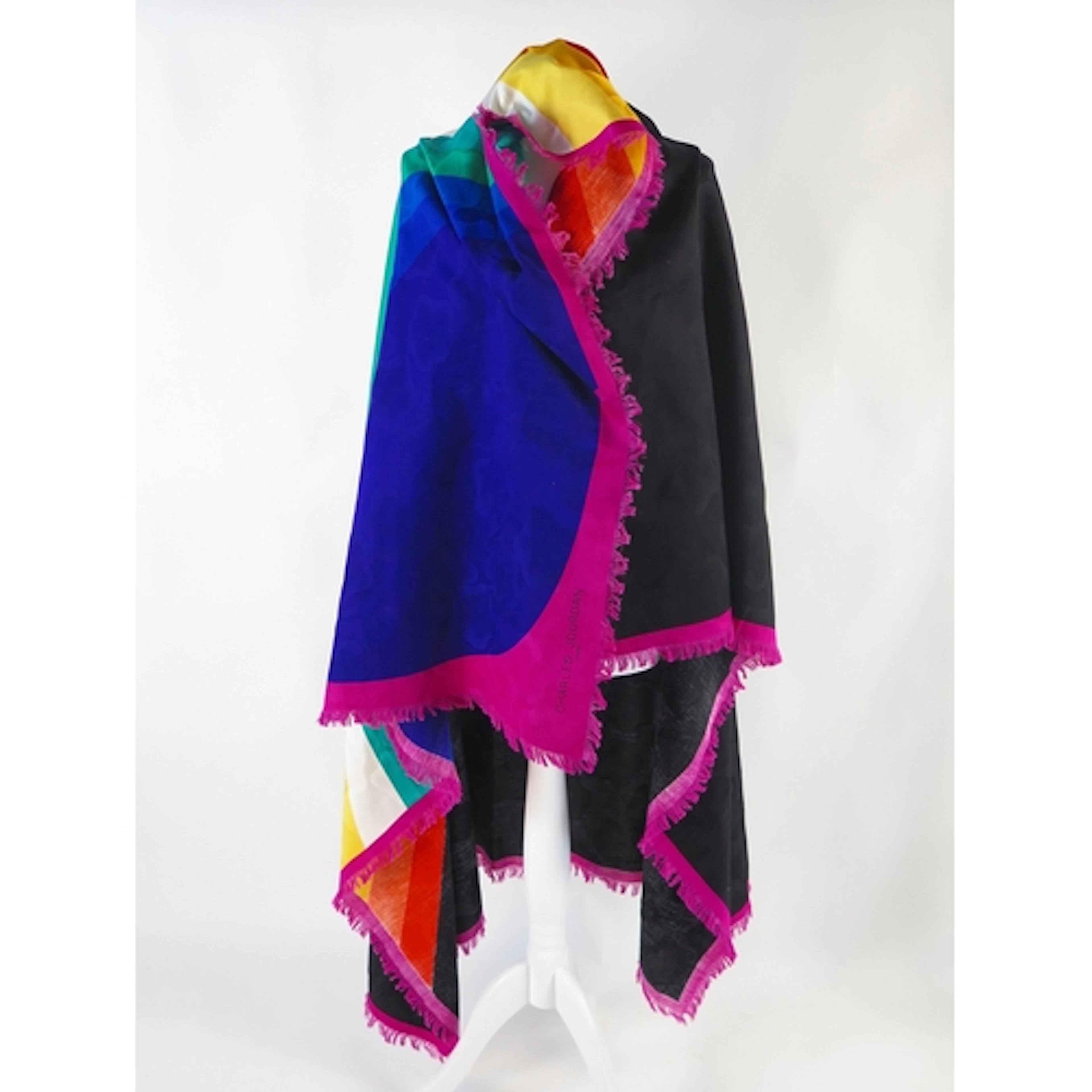 Charles Jourdan, Paris - red clutch bag, colourful shawl and...